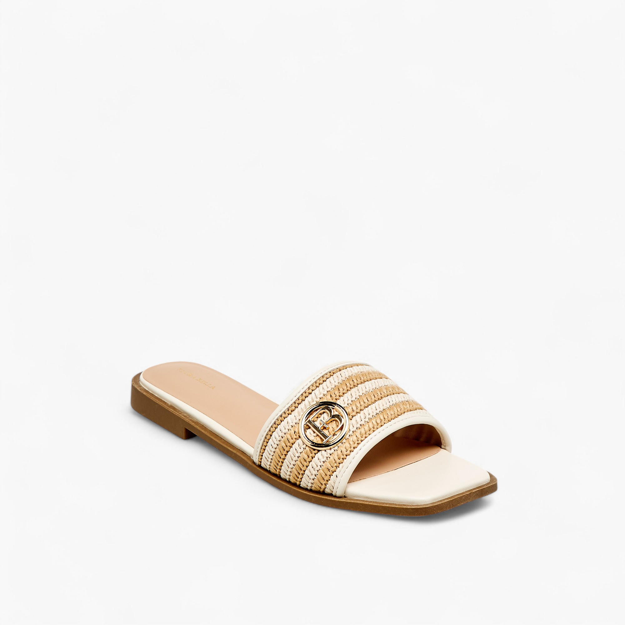 Flora Bella Textured Slip-On Flat Sandals with Metal Accent-women-shoes-flats-sandals-image-2