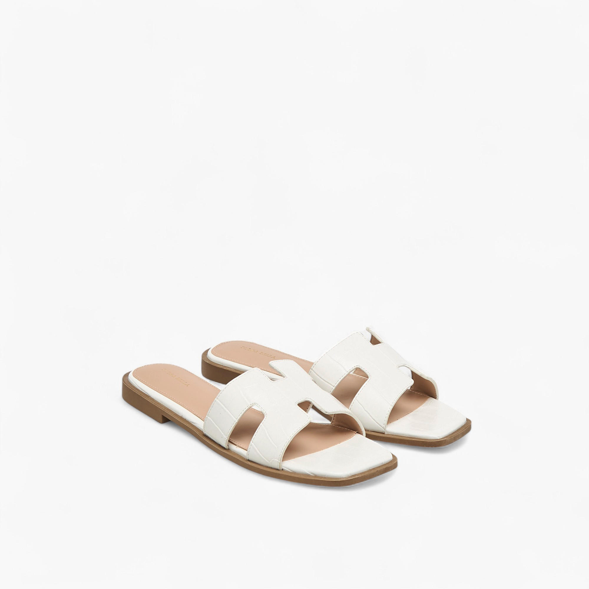 Flora Bella Textured Slip-On Flat Sandals with Cut-Out Deatil-women-shoes-flats-sandals-image-1