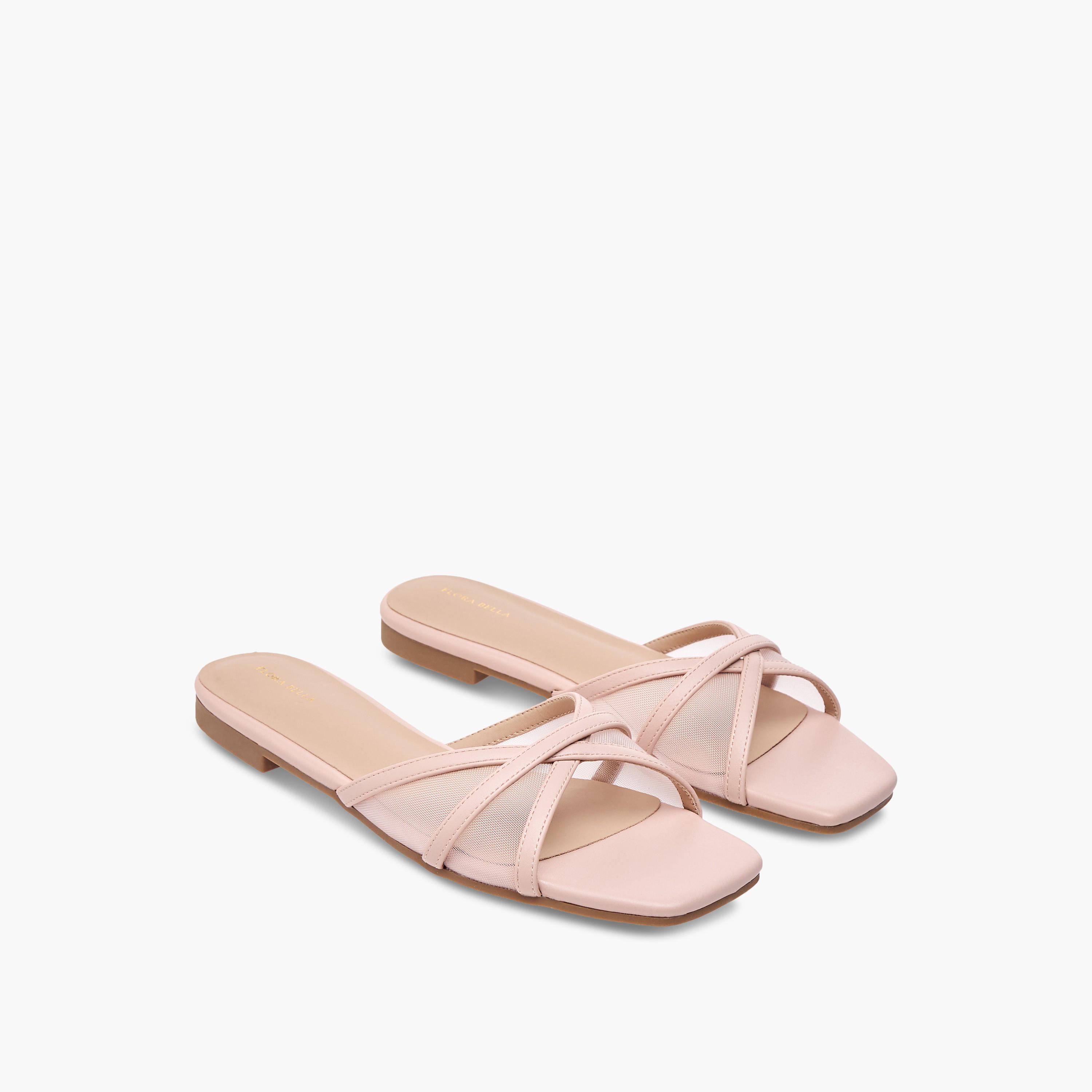 Flora Bella Mesh Detail Slip-On Cross Strap Sandals-women-shoes-flats-sandals-image-1