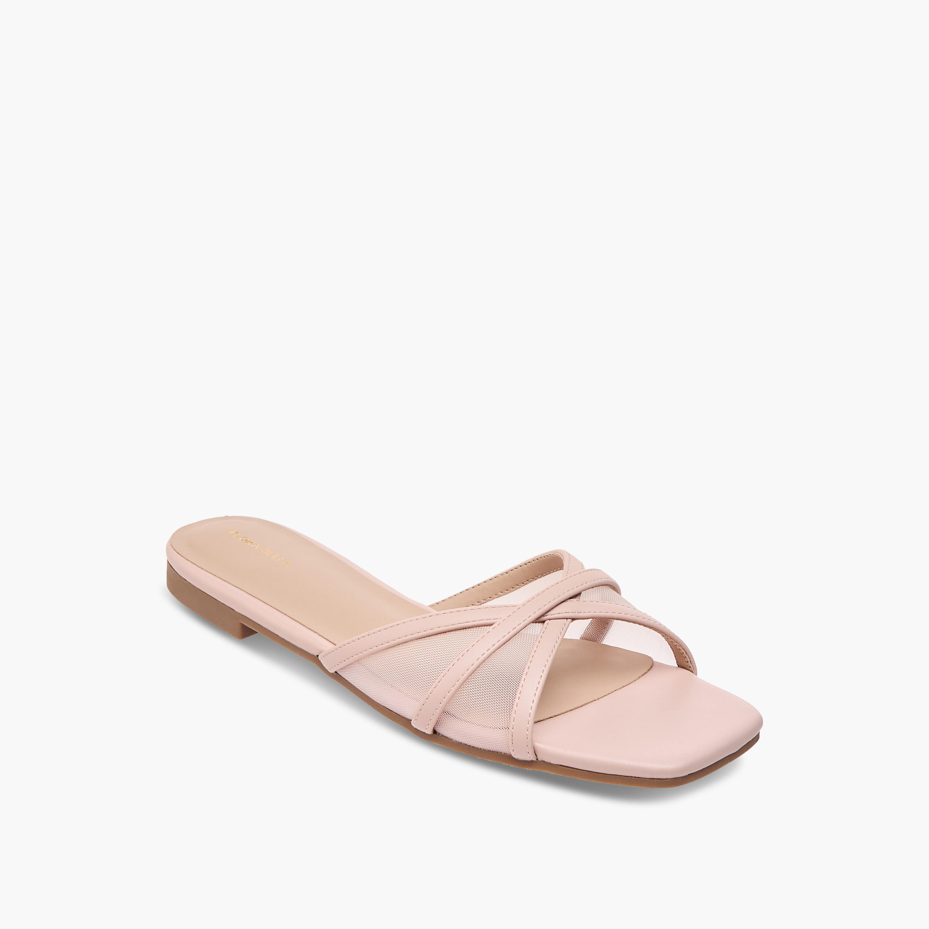 Flora Bella Mesh Detail Slip-On Cross Strap Sandals-women-shoes-flats-sandals-image-2