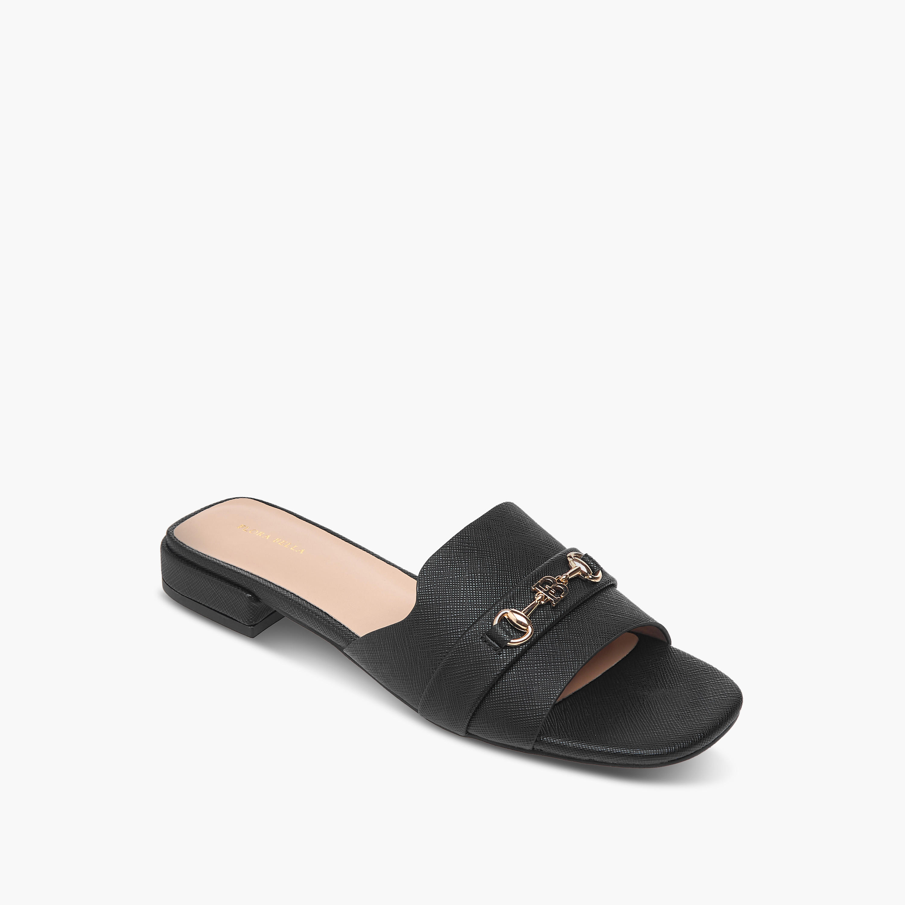 Flora Bella Textured Slip-On Sandals with Metal Accent-women-shoes-flats-sandals-image-2