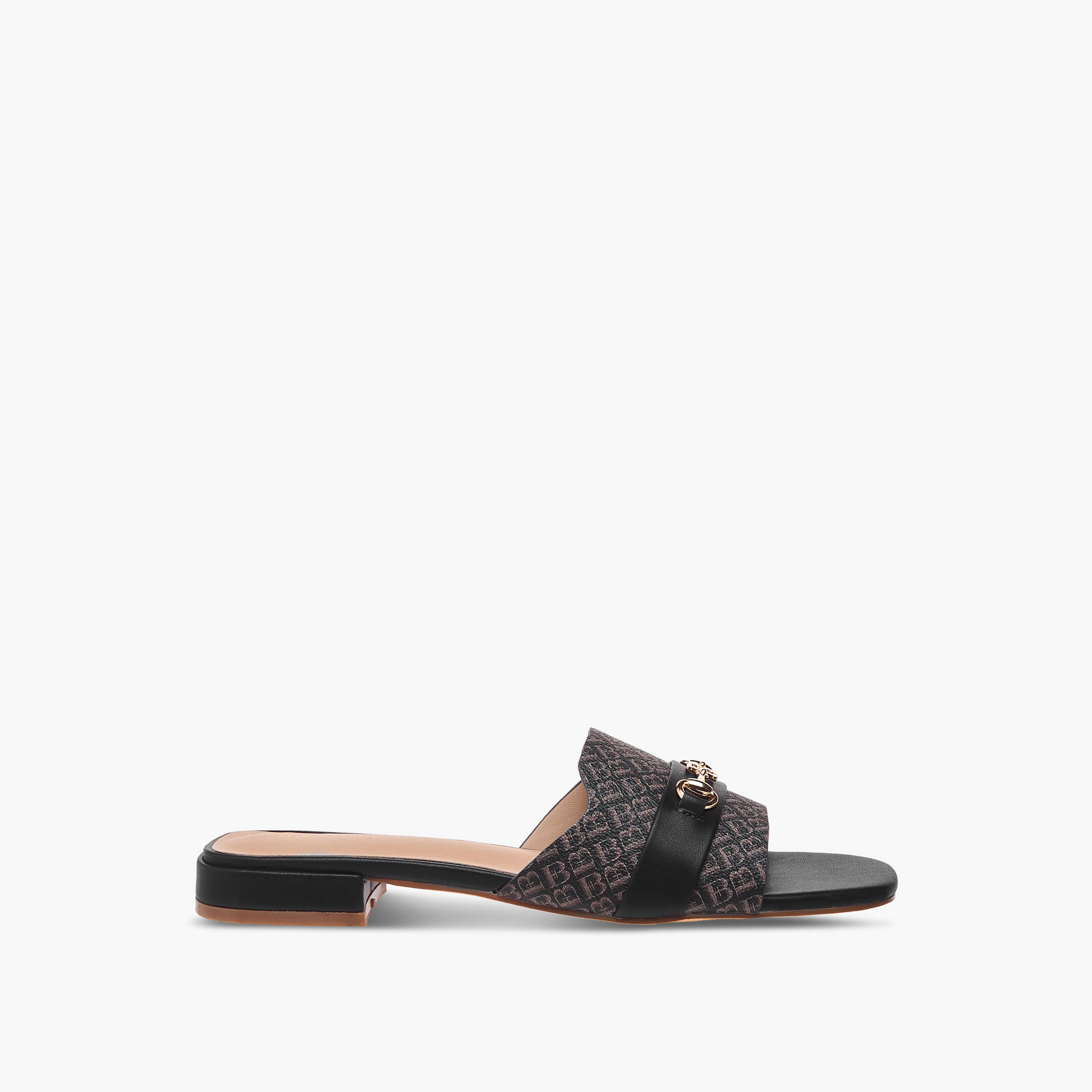 Flora Bella Monogram Print Slip-On Sandals with Metal Accent-women-shoes-flats-sandals-image-3
