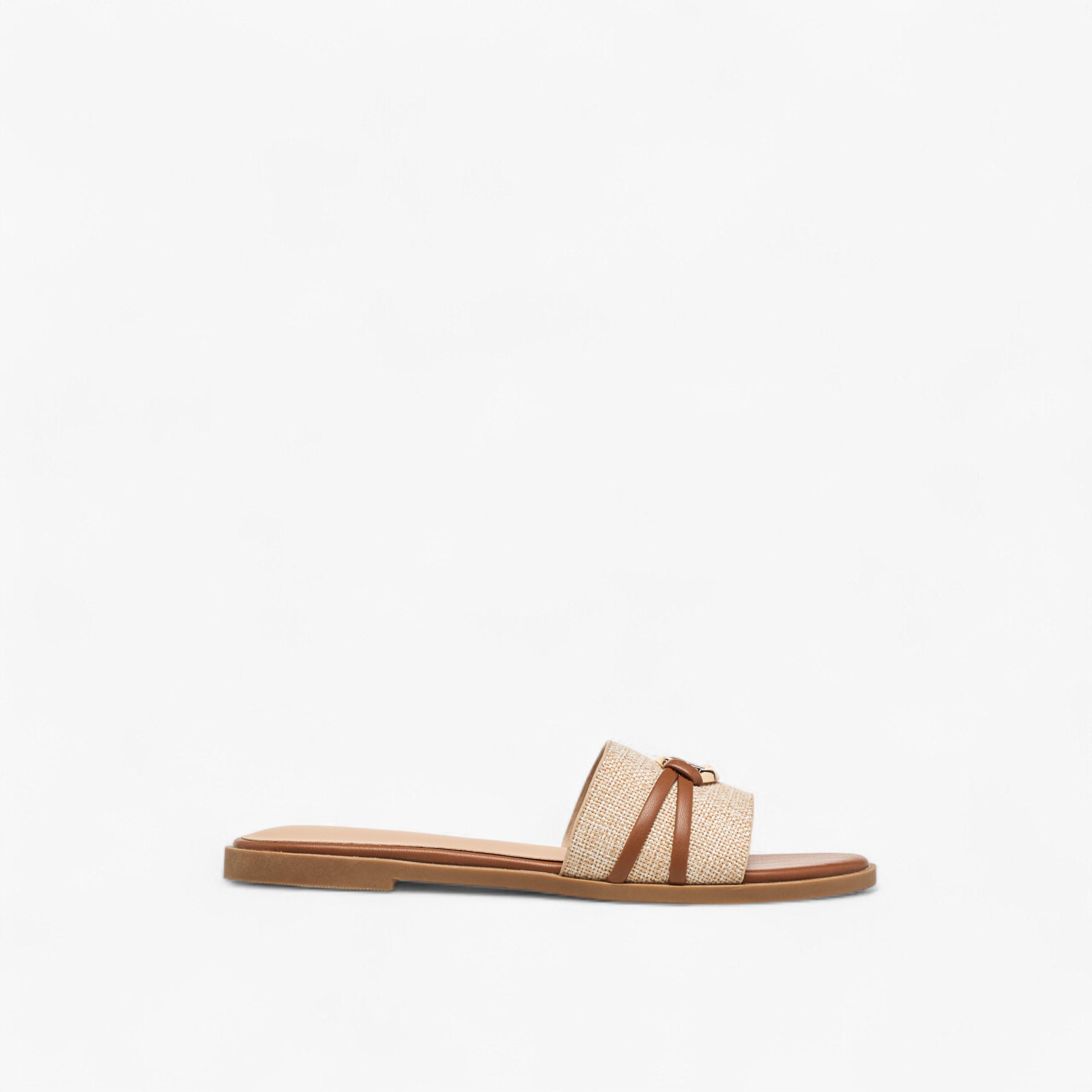 Flora Bella Textured Slip-On Flat Sandals with Metal Accent-women-shoes-flats-sandals-image-3