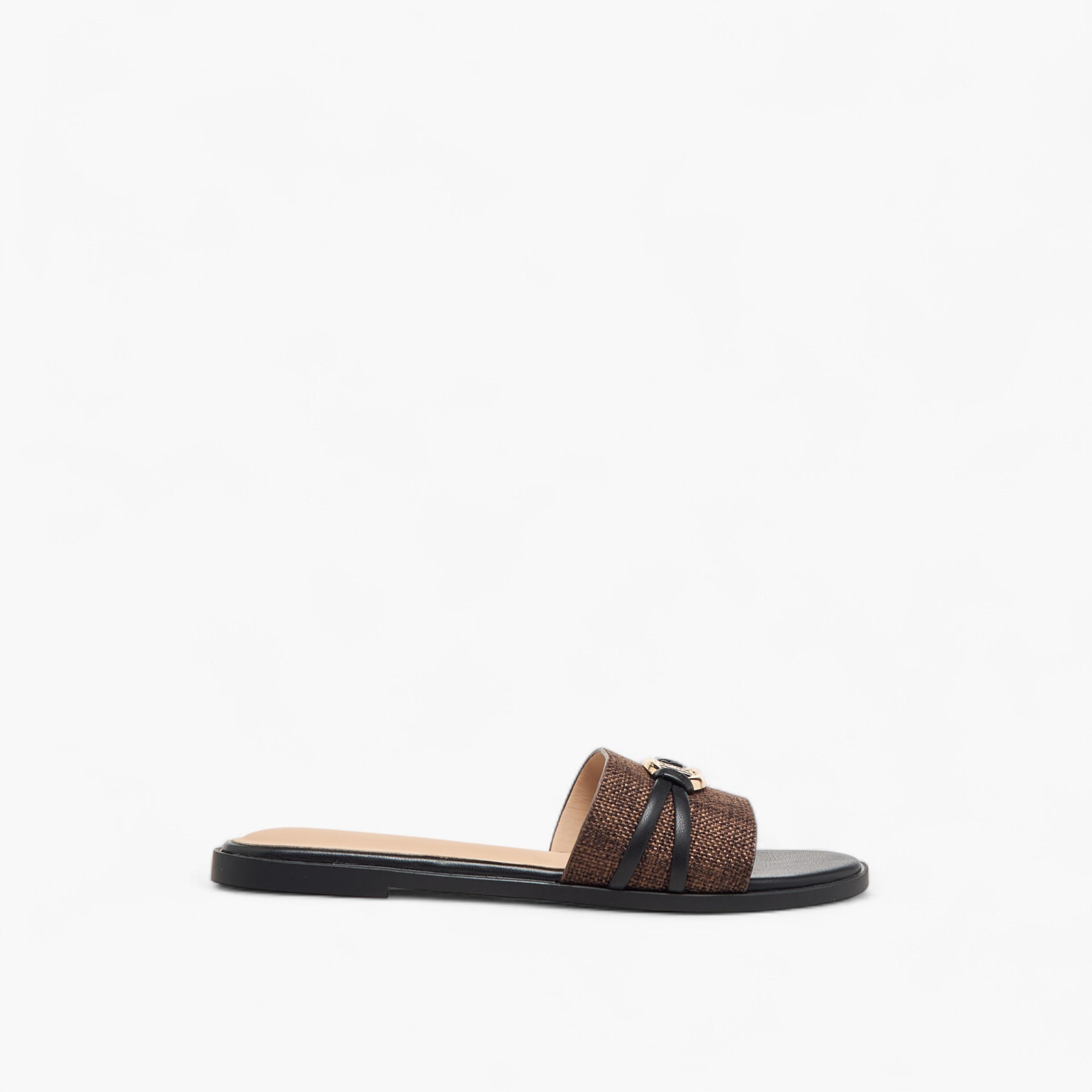 Flora Bella Textured Slip-On Flat Sandals with Metal Accent-women-shoes-flats-sandals-image-3