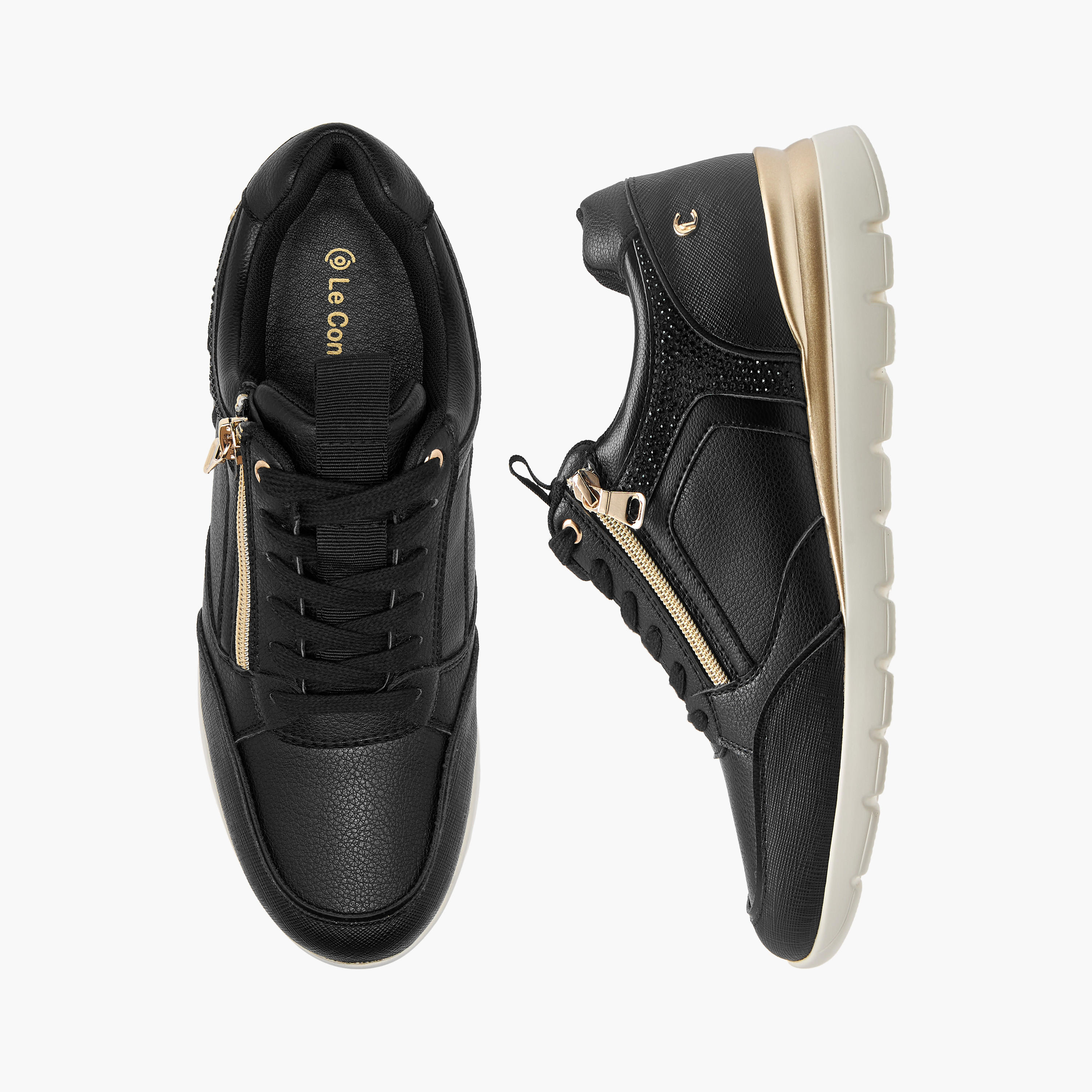 Le Confort Panelled Comfort Sneakers with Lace-Up Closure and Wedge Heels-women-shoes-sneakers-image-1