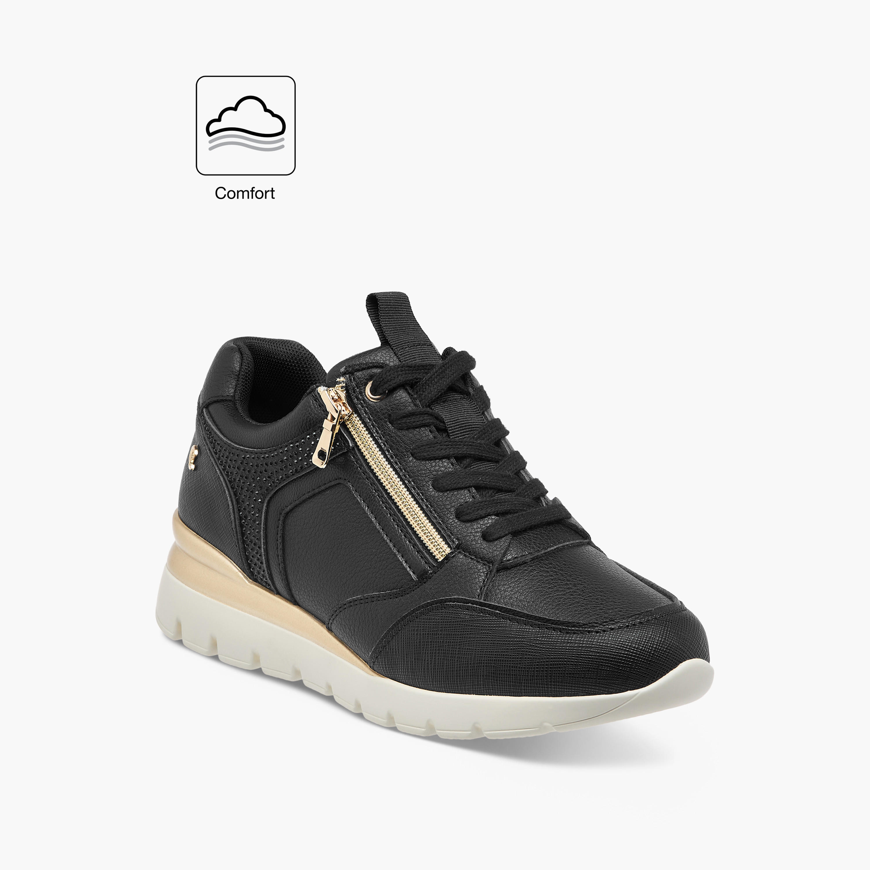 حذاء سنيكرز مريح بكعب ويدج ورباط إغلاق من لو كونفورت-women-shoes-sneakers-image-2