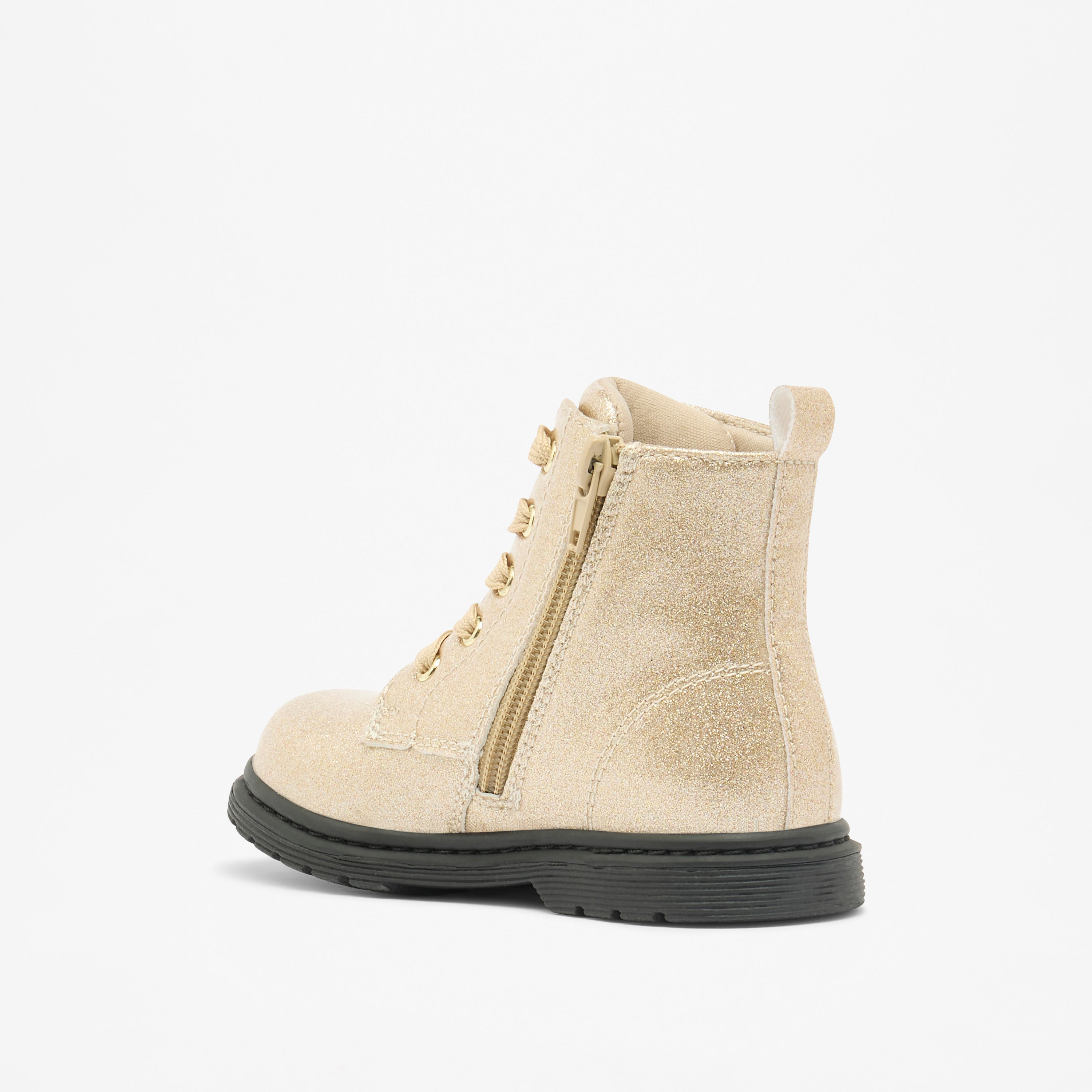 Flora Bella Glitter Textured High Cut Boots with Lace Detail and Zip Closure-girls-shoes-boots-image-2