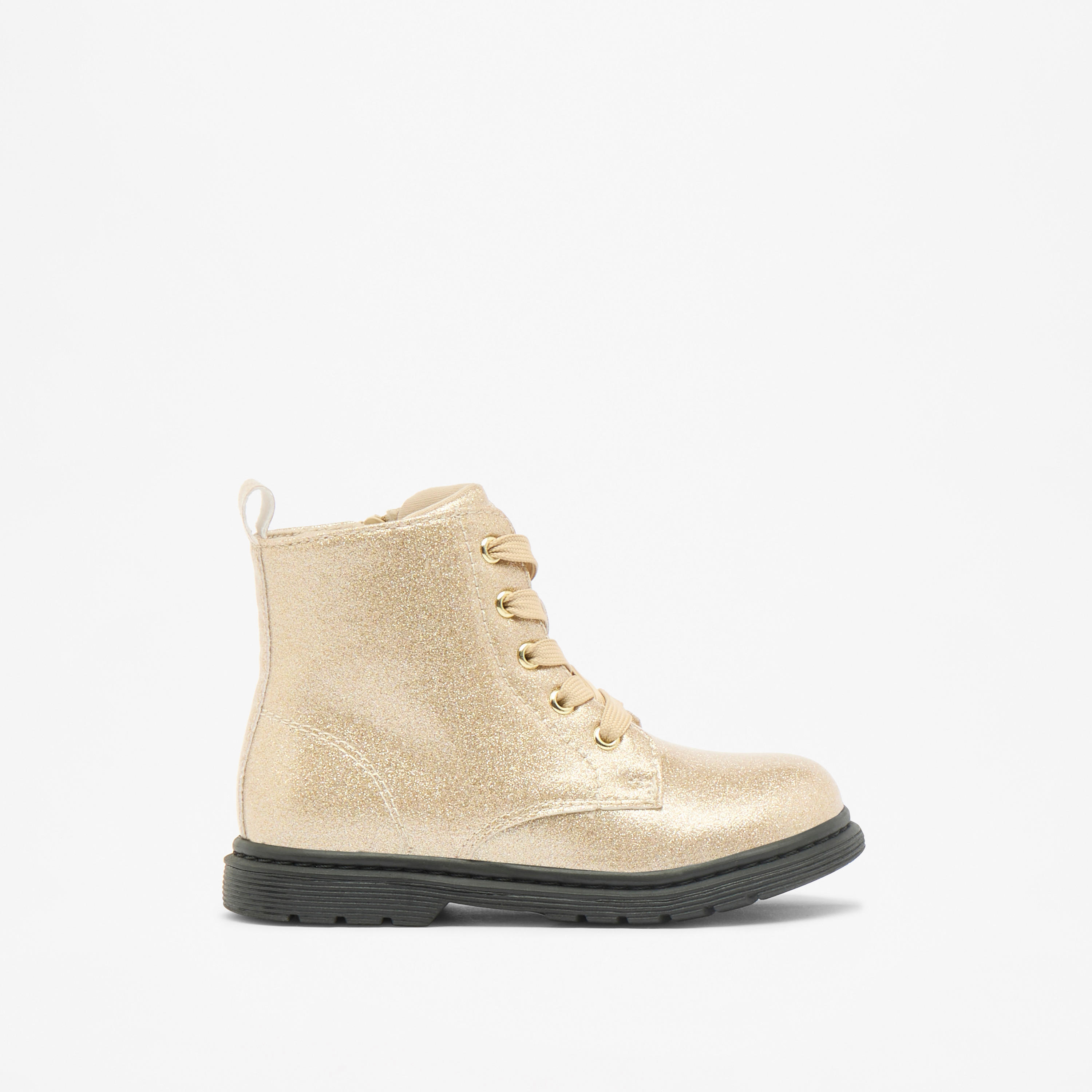 Flora Bella Glitter Textured High Cut Boots with Lace Detail and Zip Closure-girls-shoes-boots-image-3