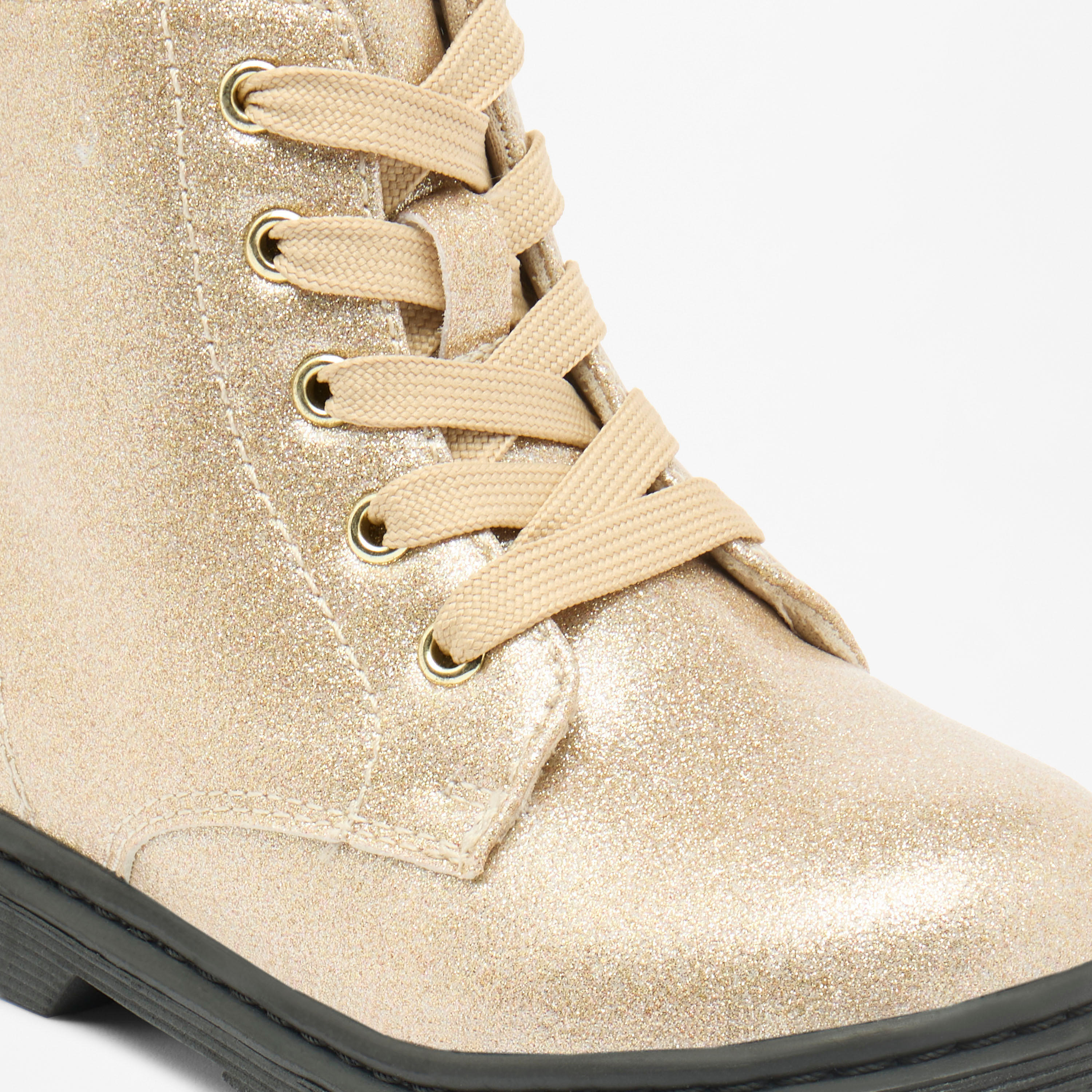 Flora Bella Glitter Textured High Cut Boots with Lace Detail and Zip Closure-girls-shoes-boots-image-5