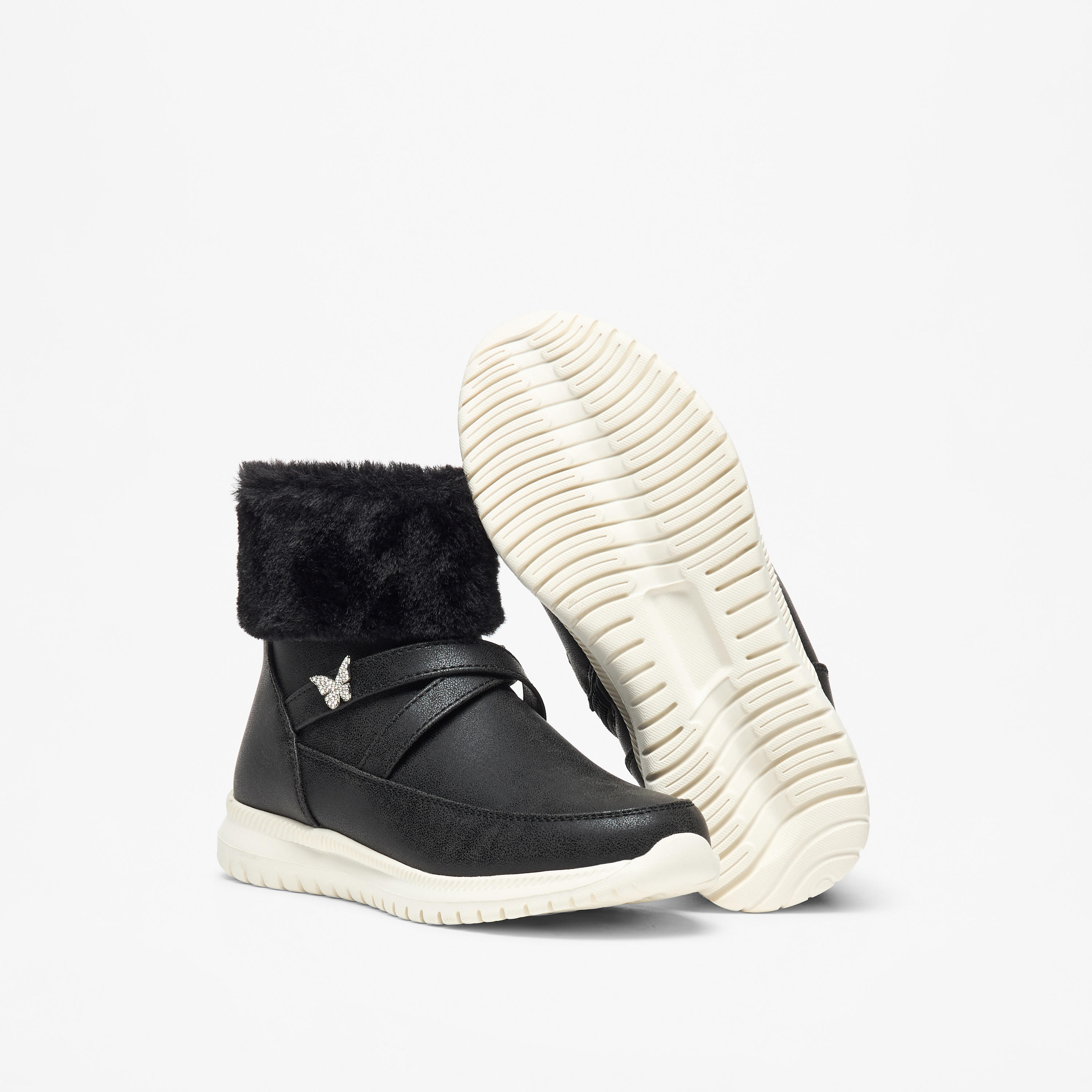 Flora Bella Plush Detail High Cut Boots with Zip Closure-girls-shoes-boots-image-4