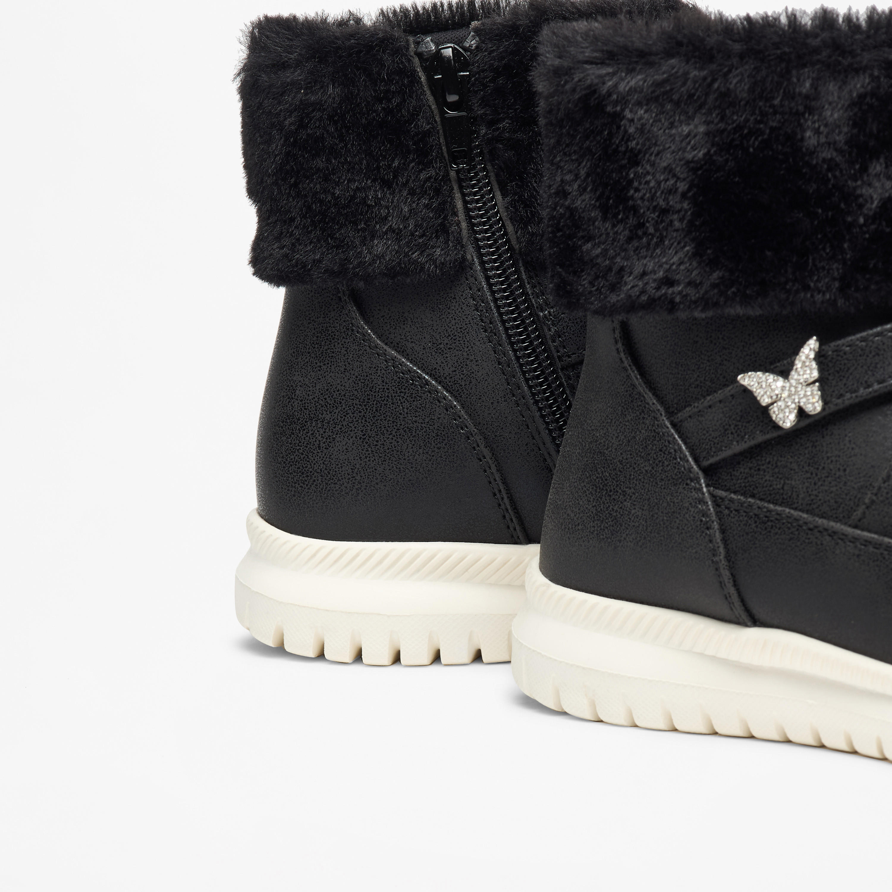 Flora Bella Plush Detail High Cut Boots with Zip Closure-girls-shoes-boots-image-5