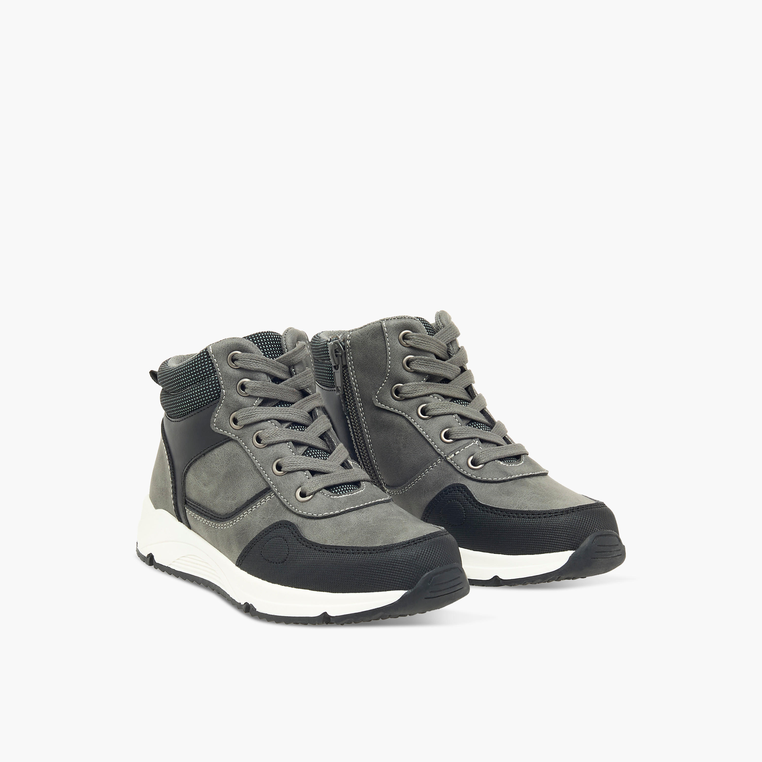 LBL by Shoexpress Panelled High Cut Boots with Zip Closure-boys-shoes-boots-image-1