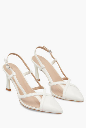 Flora Bella Pointed Toe Slingback Shoes with Flared Heels and Buckle Closure-women-image-1