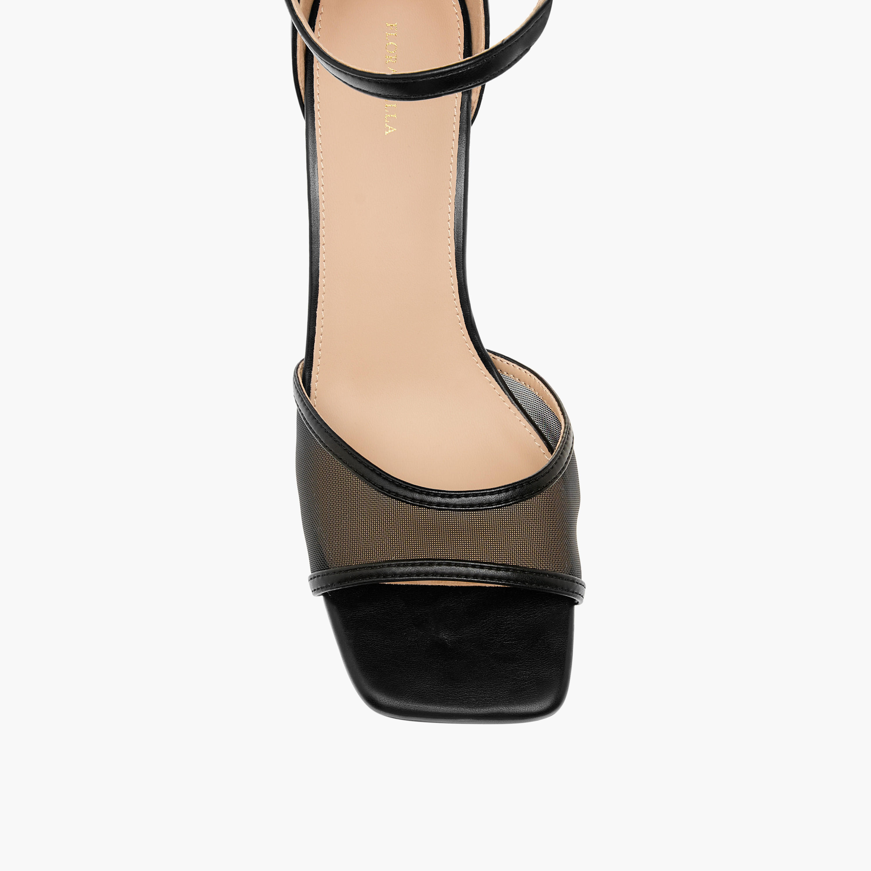 Flora Bella Mesh Detail Stiletto Sandals with Ankle Strap and Buckle Closure-women-shoes-sandals-heeled-image-4