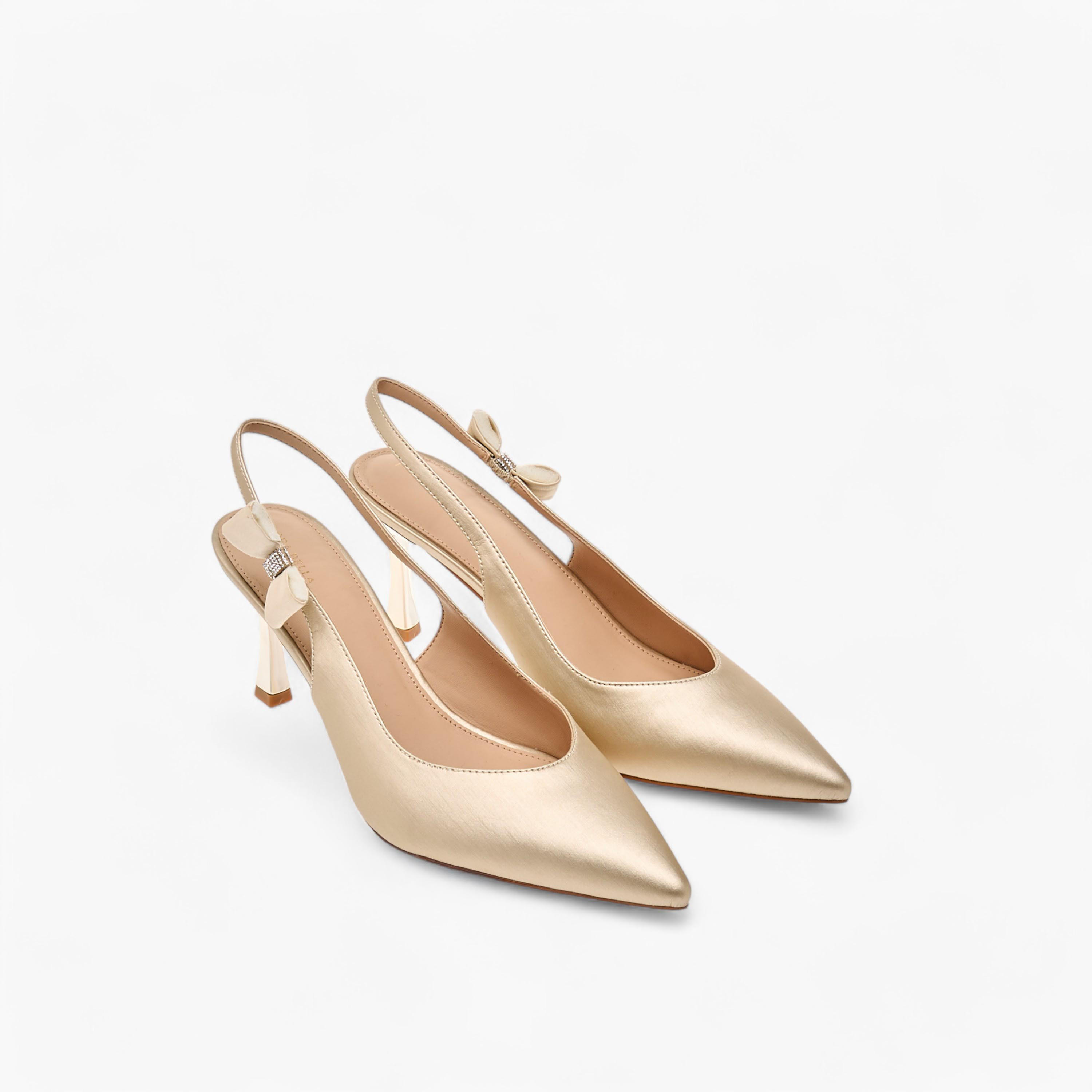 Flora Bella Bow Accent Slingback Shoes with Flared Heels-women-shoes-heels-image-1