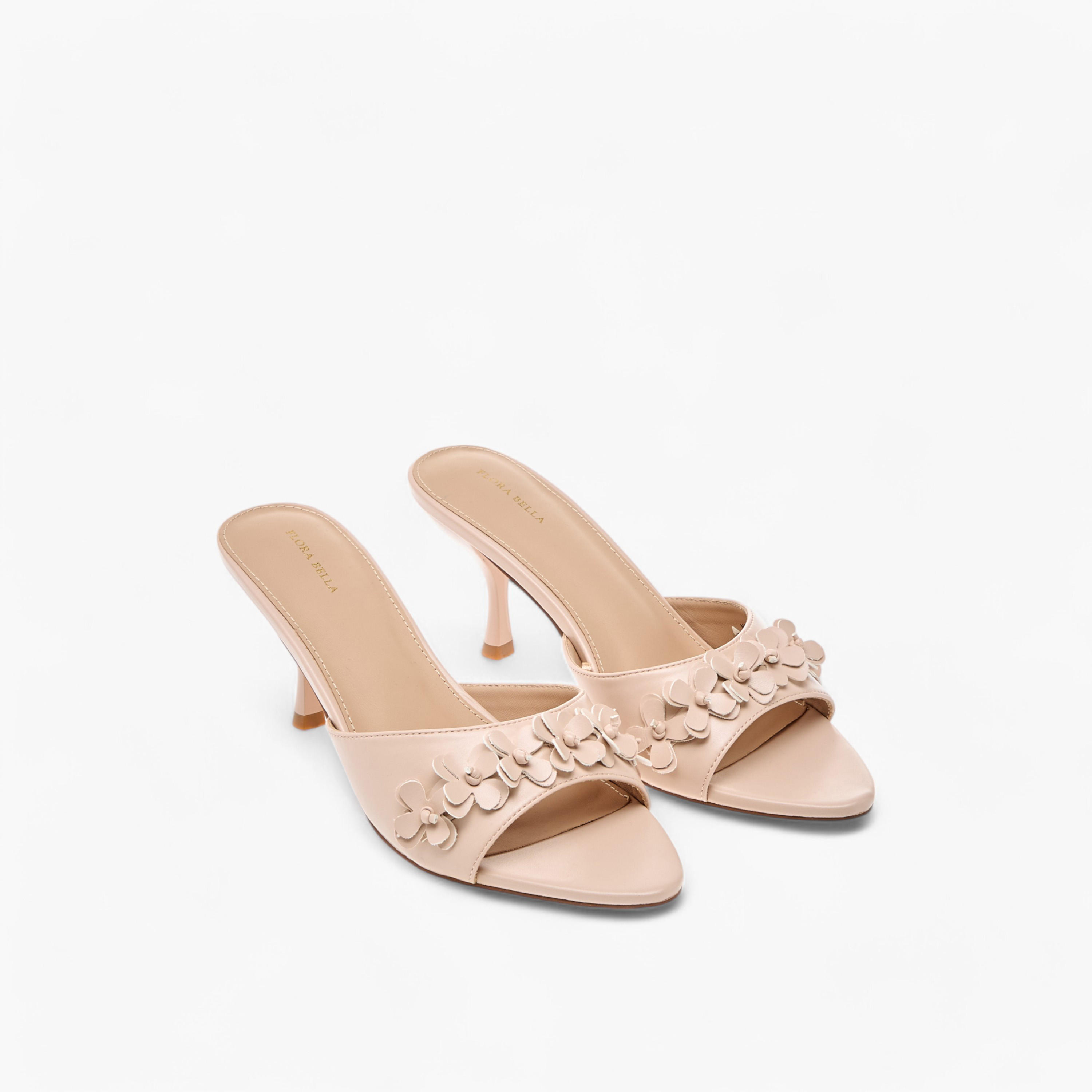 Flora Bella Floral Applique Slip-On Sandals with Flared Heels-women-shoes-sandals-heeled-image-1