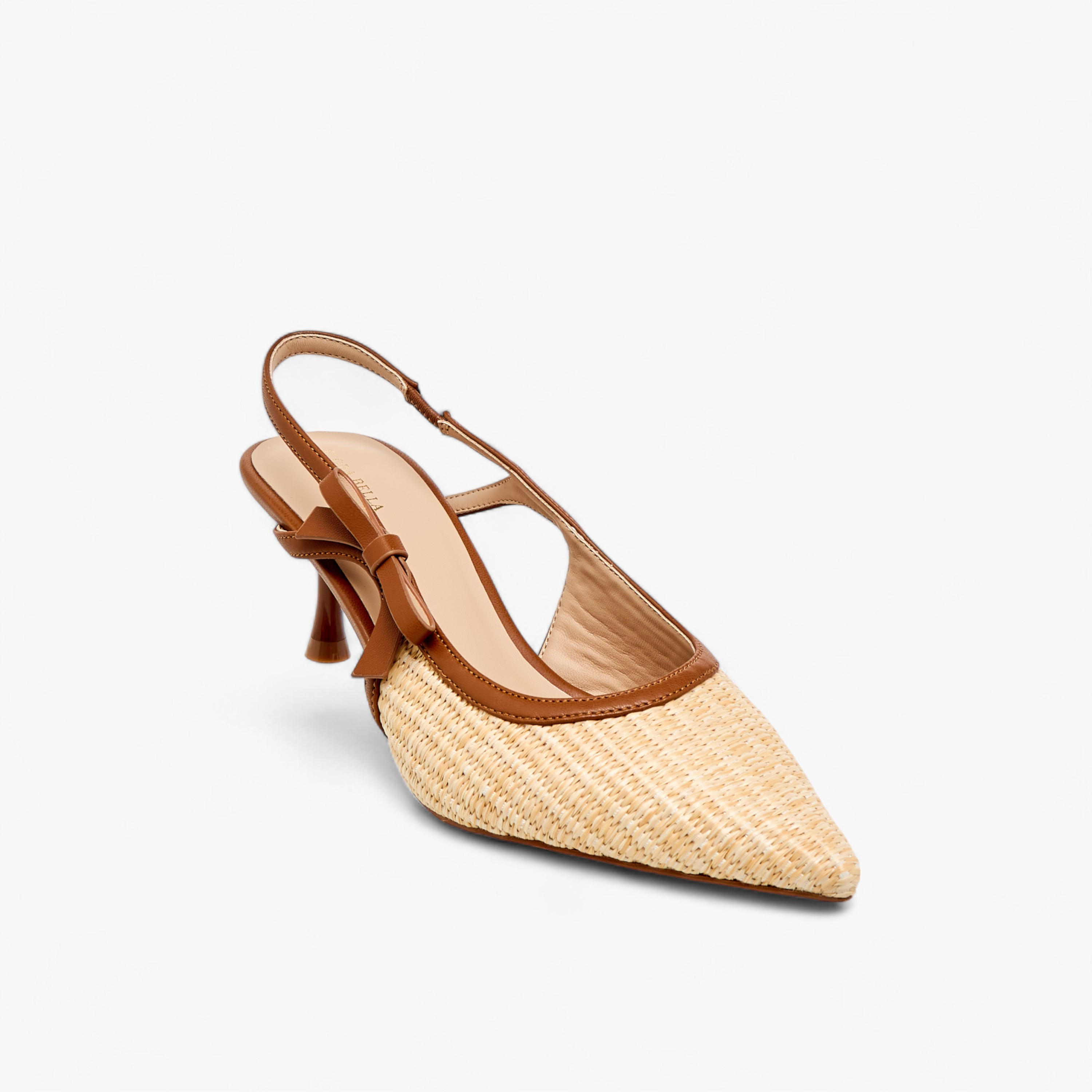 حذاء بارز الملمس بمقدمة مدببة وكعب وحزام خلفي من فلورا بيلا-women-shoes-heels-image-2