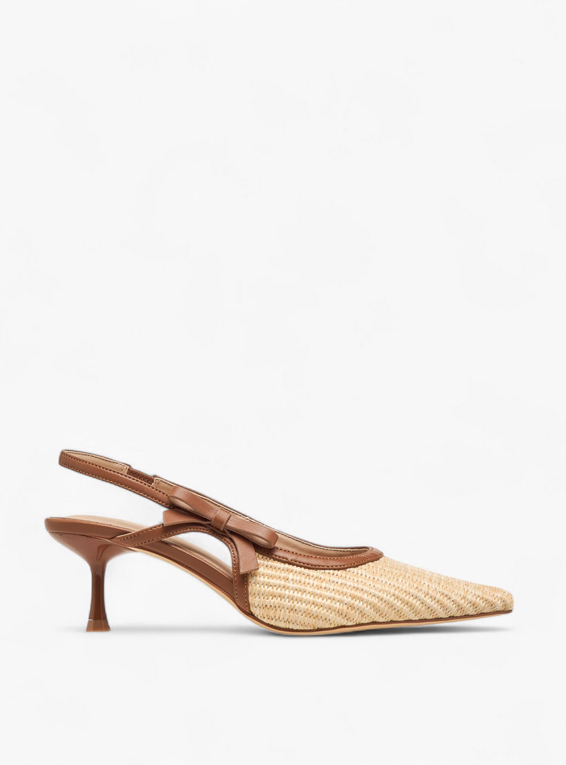 حذاء بارز الملمس بمقدمة مدببة وكعب وحزام خلفي من فلورا بيلا-women-shoes-heels-image-3