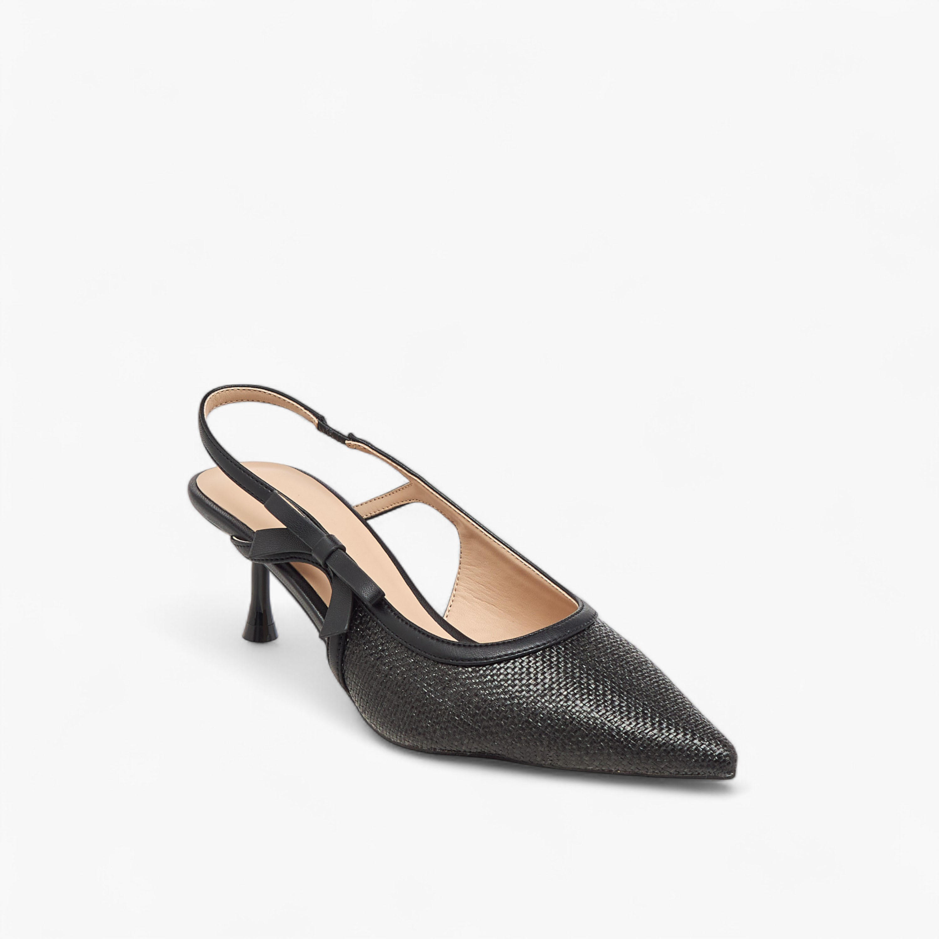 Flora Bella Textured Pointed-Toe Slingback Shoes with Flared Heels-women-shoes-heels-image-2