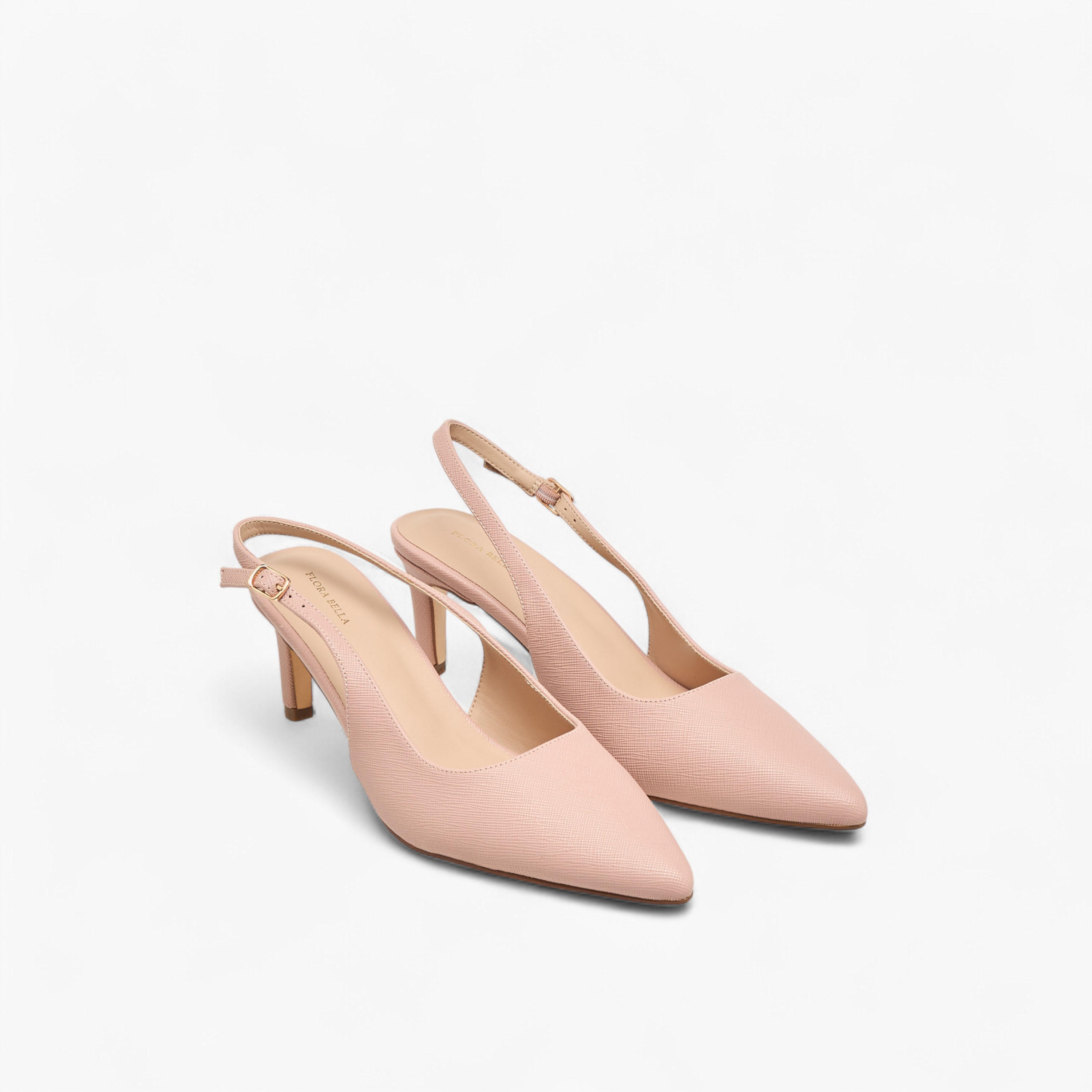 Flora Bella Textured Pointed-Toe Slingback Shoes with Flared Heels-women-shoes-heels-image-1