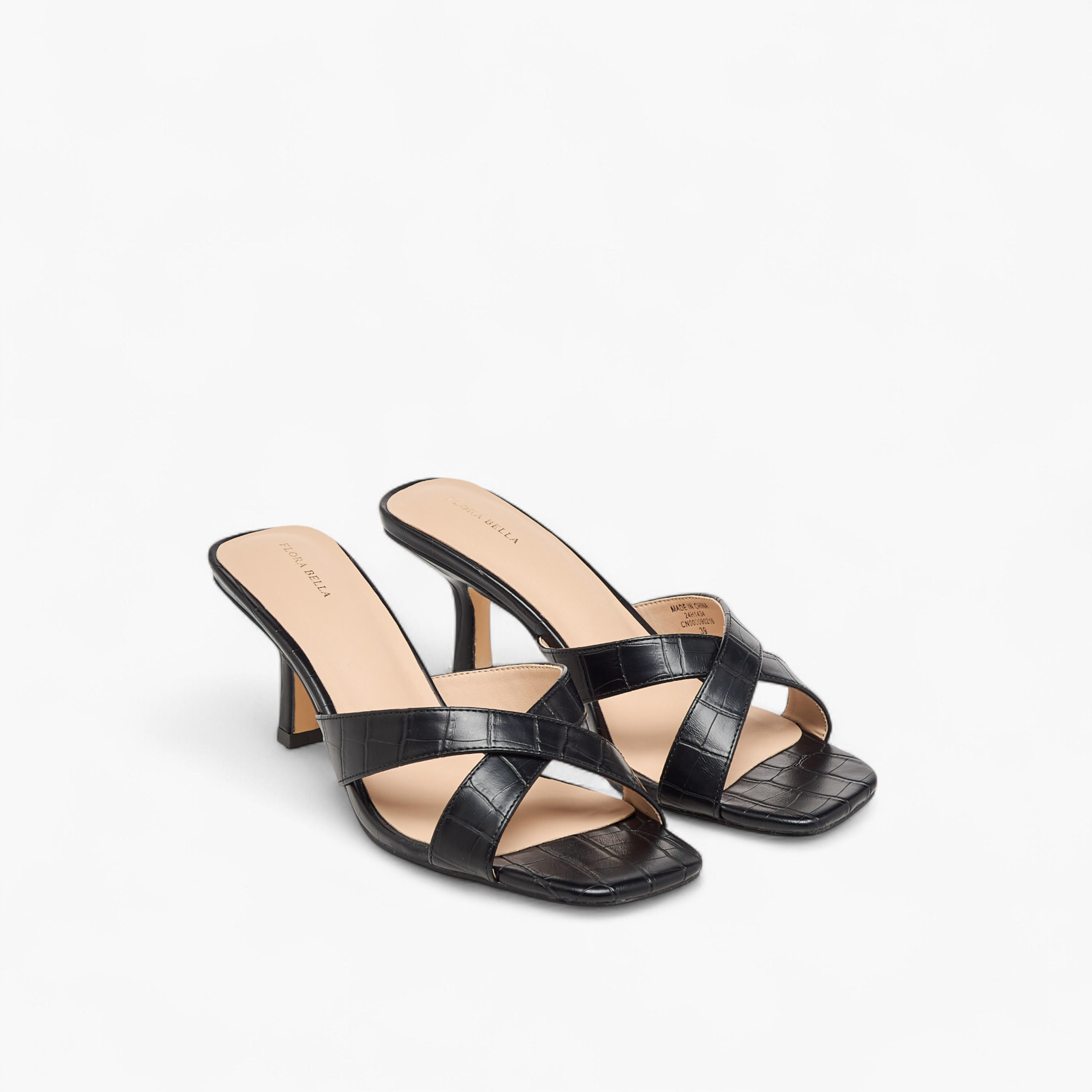 Flora Bella Textured Cross Strap Slip-on Sandals with Kitten Heels-women-shoes-sandals-heeled-image-1