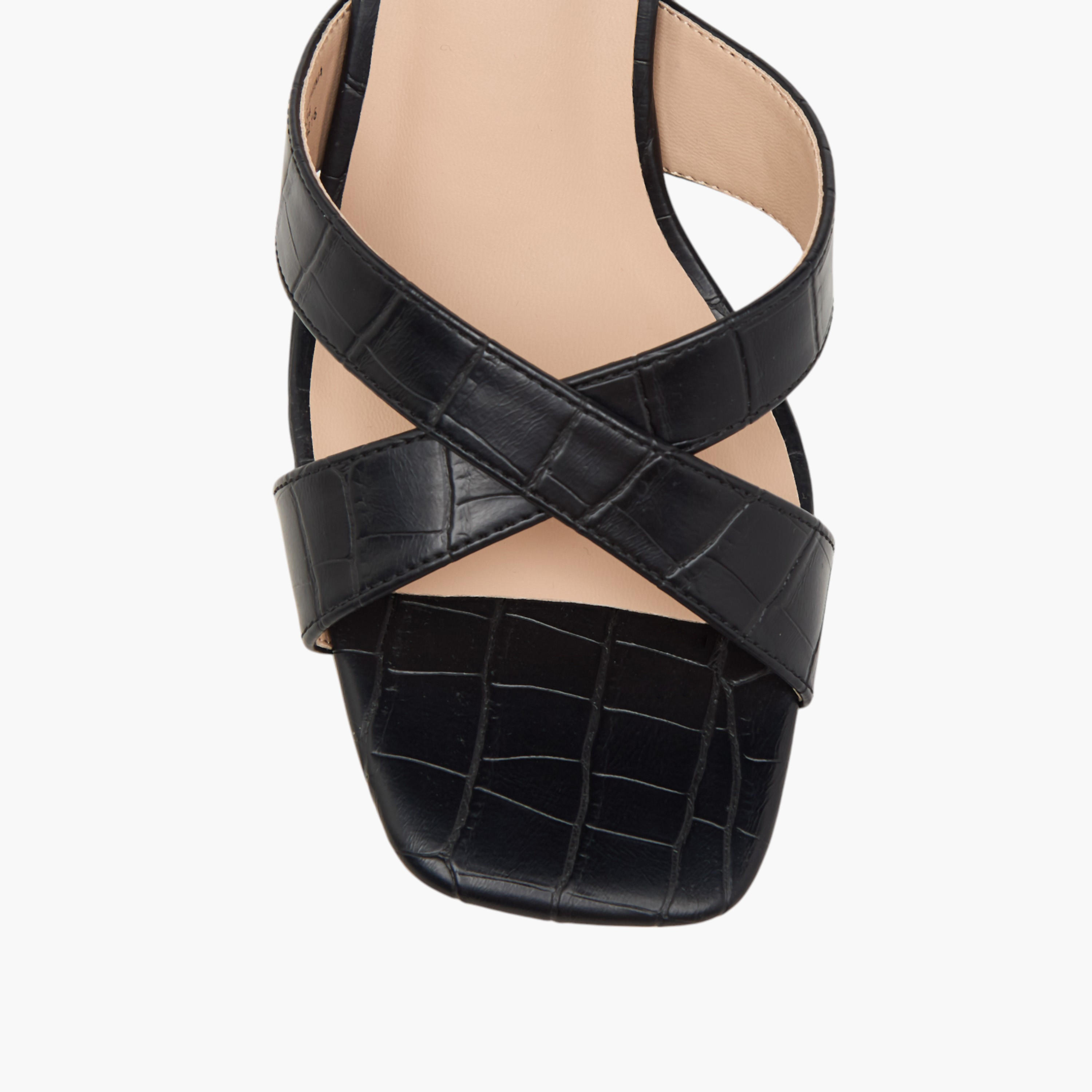 Flora Bella Textured Cross Strap Slip-on Sandals with Kitten Heels-women-shoes-sandals-heeled-image-4
