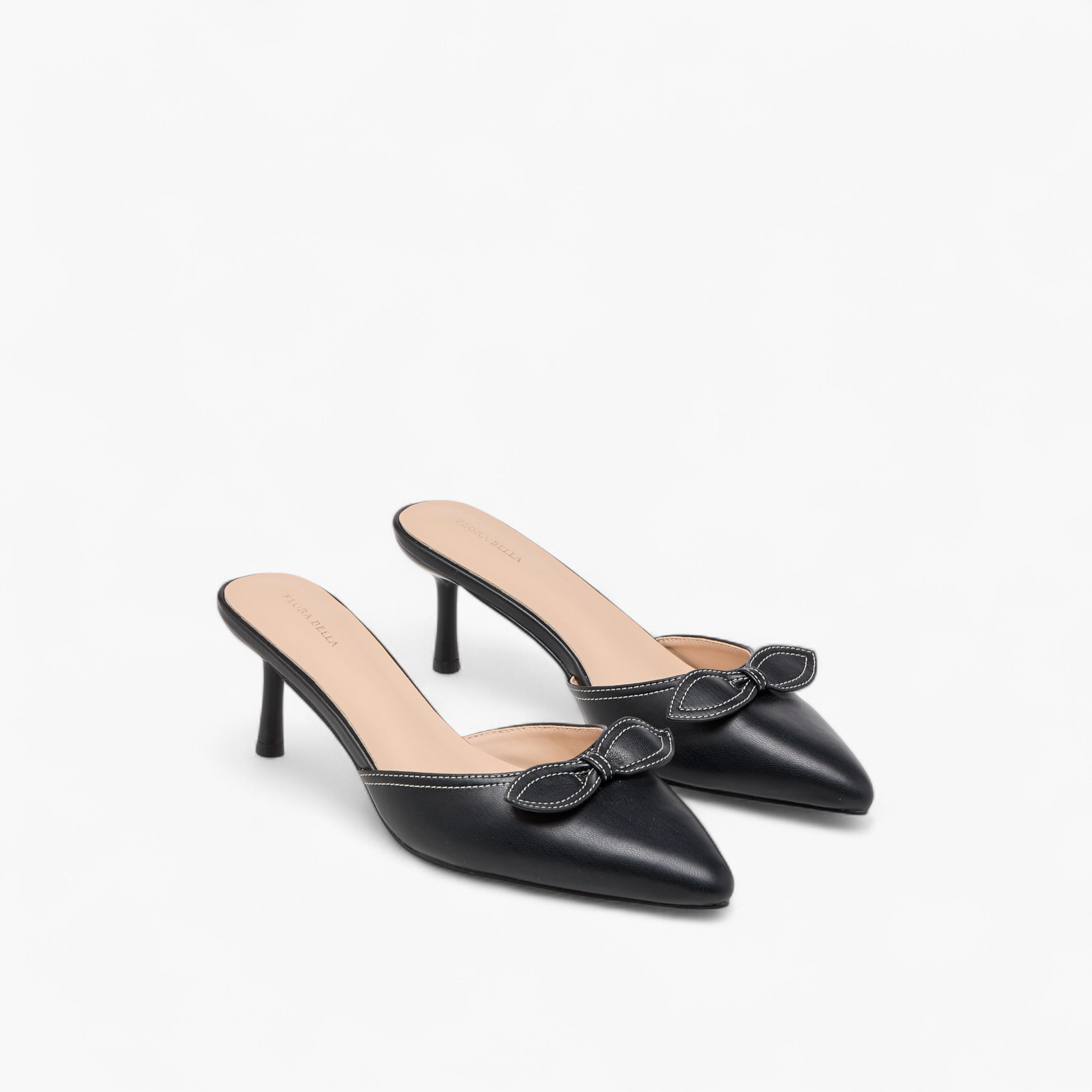 Flora Bella Bow Accent Slip-On Mules with Flared Heels-women-shoes-heels-image-1