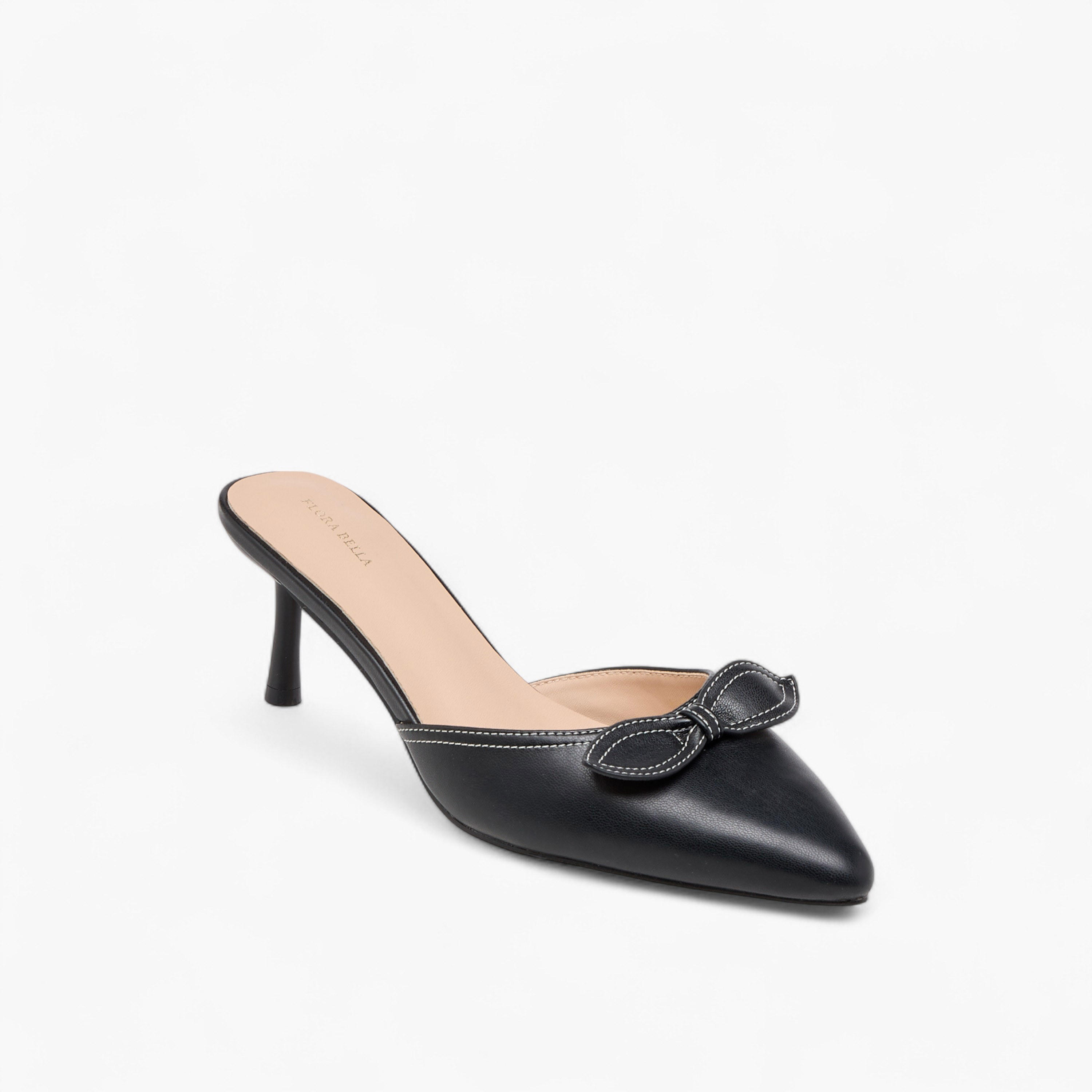 Flora Bella Bow Accent Slip-On Mules with Flared Heels-women-shoes-heels-image-2