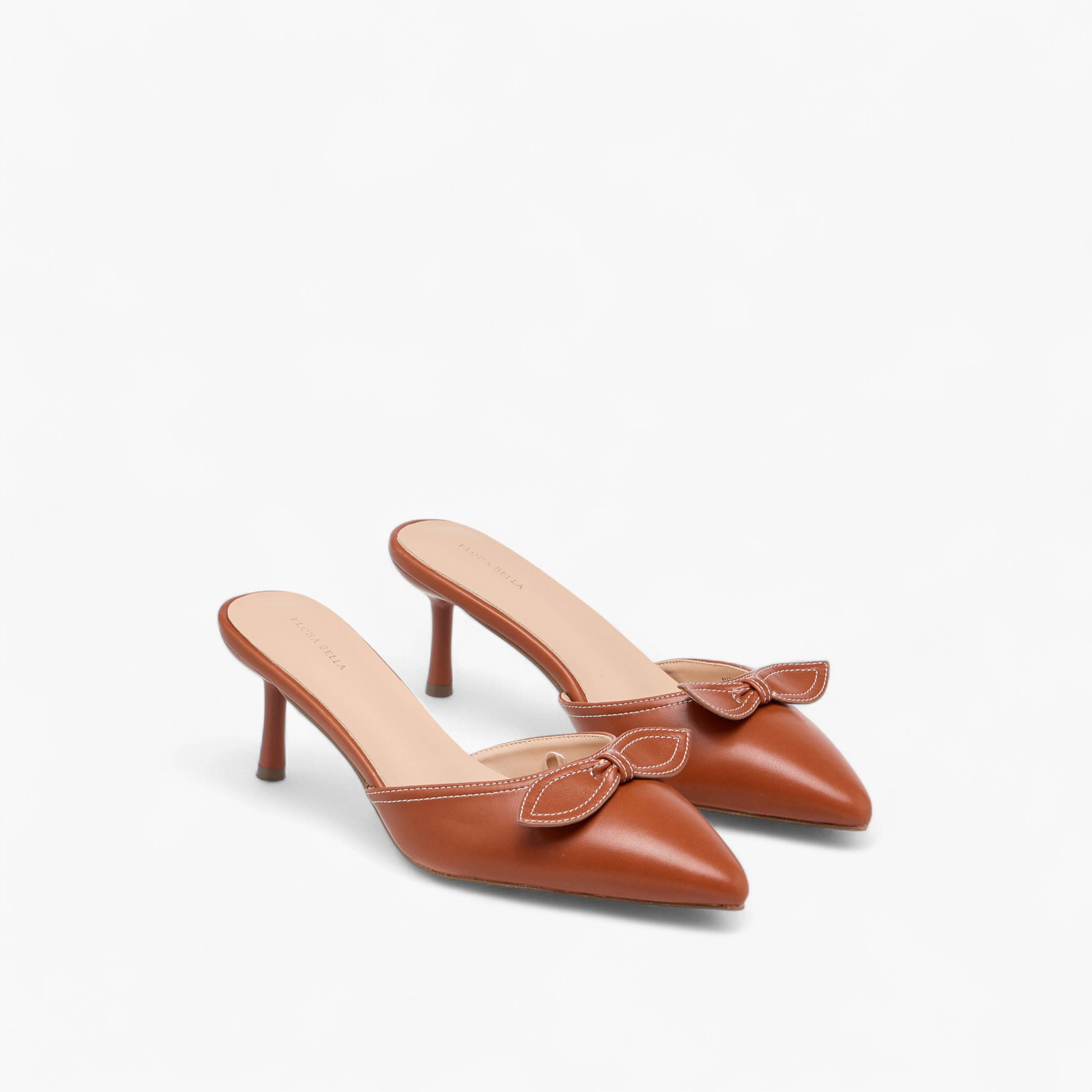 Flora Bella Bow Accent Slip-On Mules with Flared Heels-women-shoes-heels-image-1
