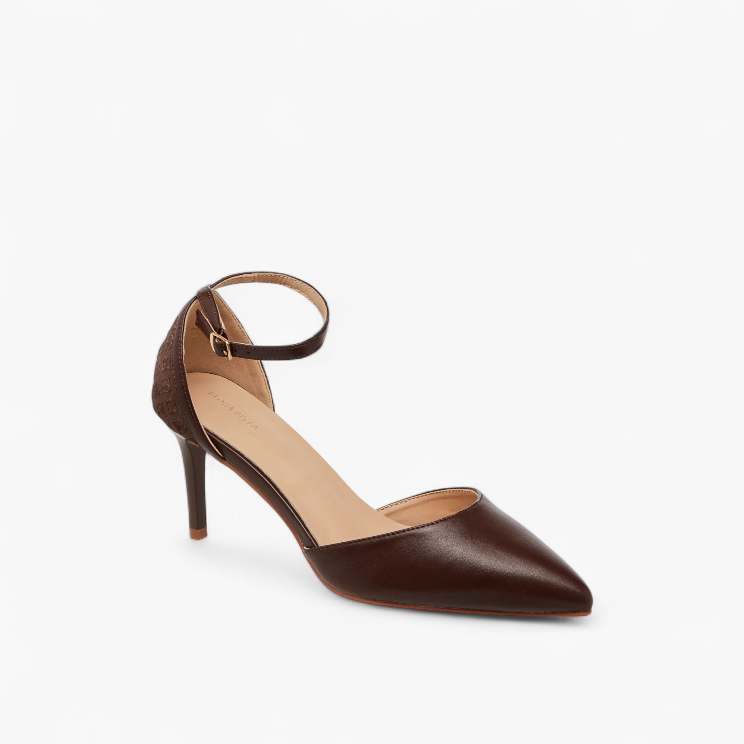 Flora Bella Monogram Embossed Pointed Toe Shoes with Stiletto Heels and Buckle Closure-women-shoes-heels-image-2