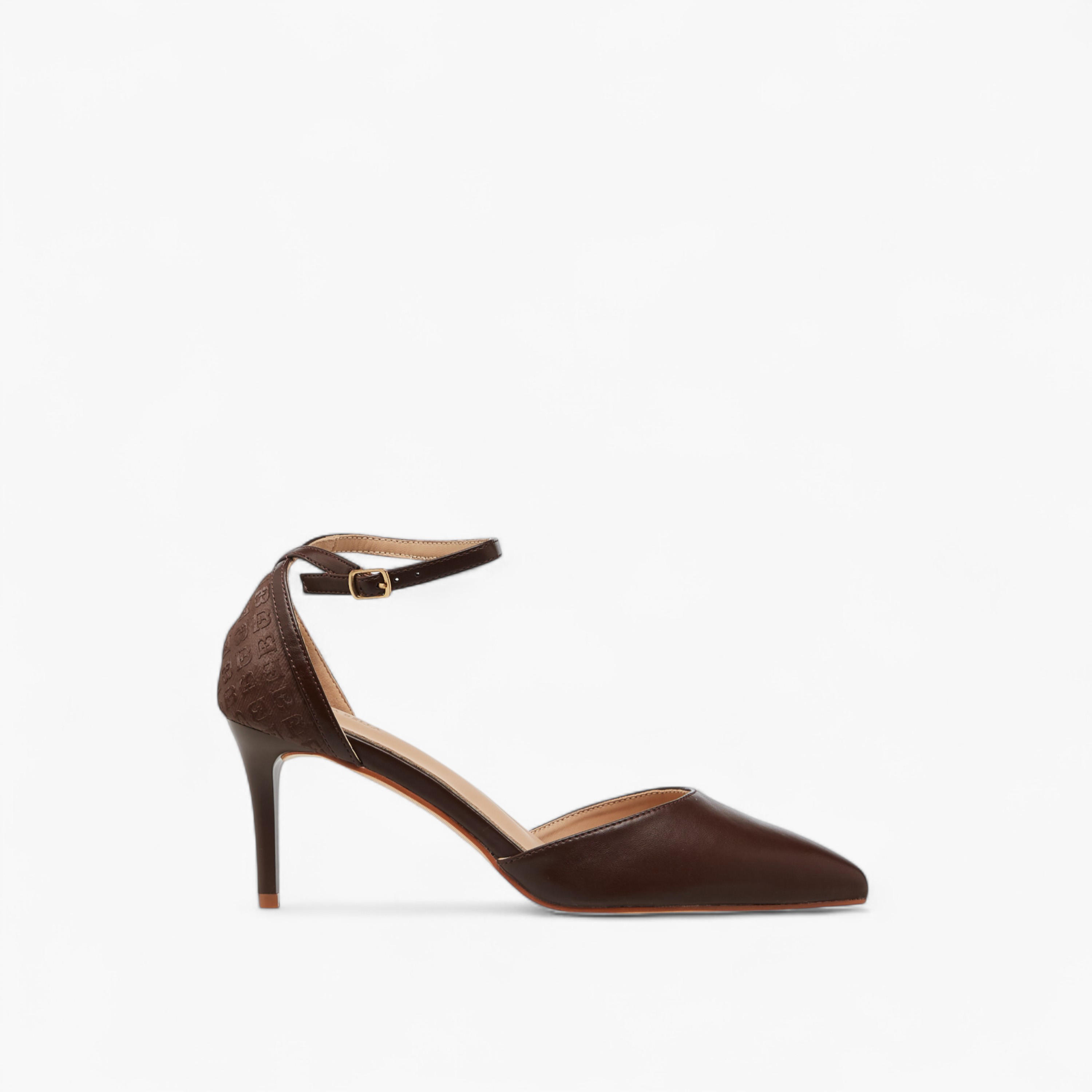 Flora Bella Monogram Embossed Pointed Toe Shoes with Stiletto Heels and Buckle Closure-women-shoes-heels-image-3