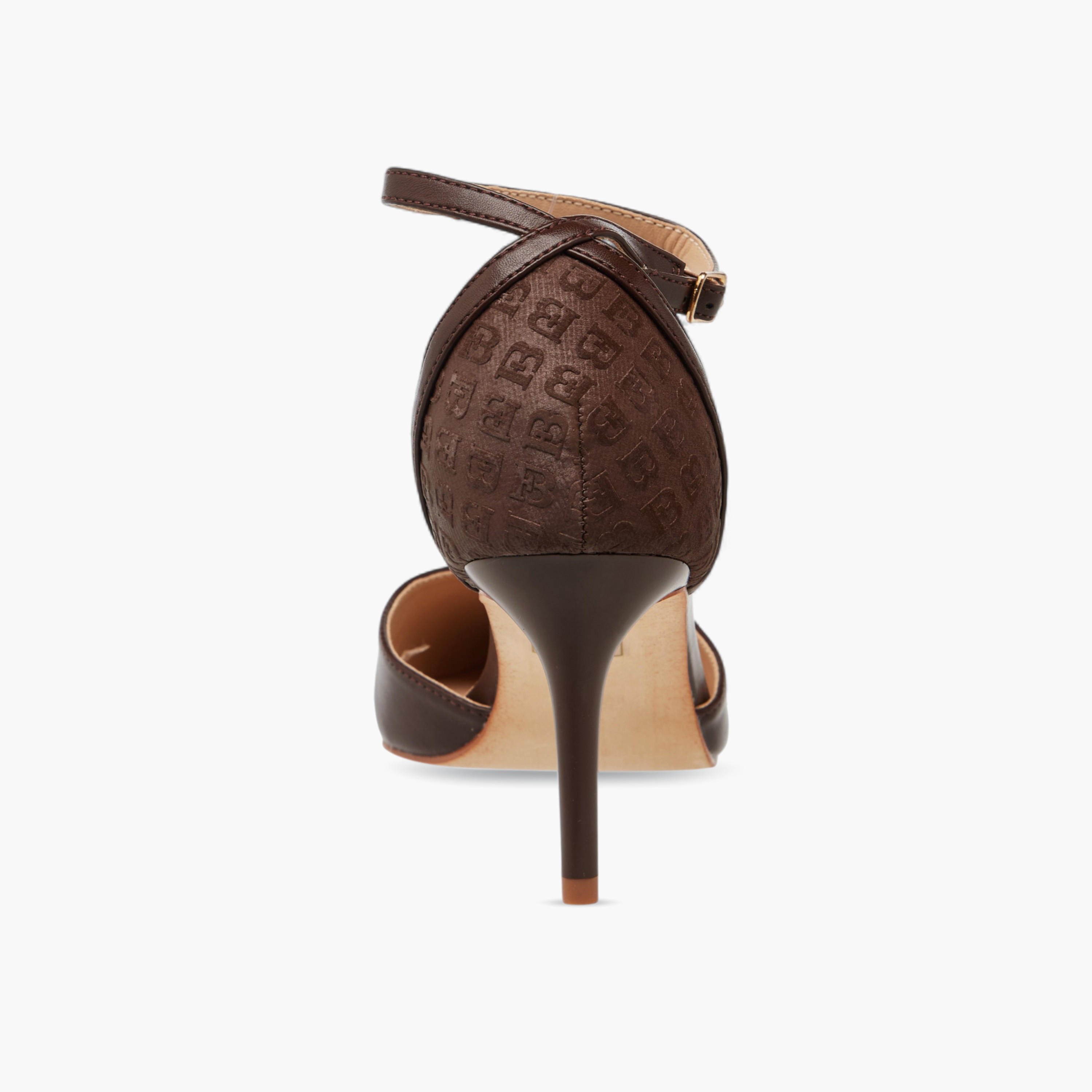 Flora Bella Monogram Embossed Pointed Toe Shoes with Stiletto Heels and Buckle Closure-women-shoes-heels-image-5