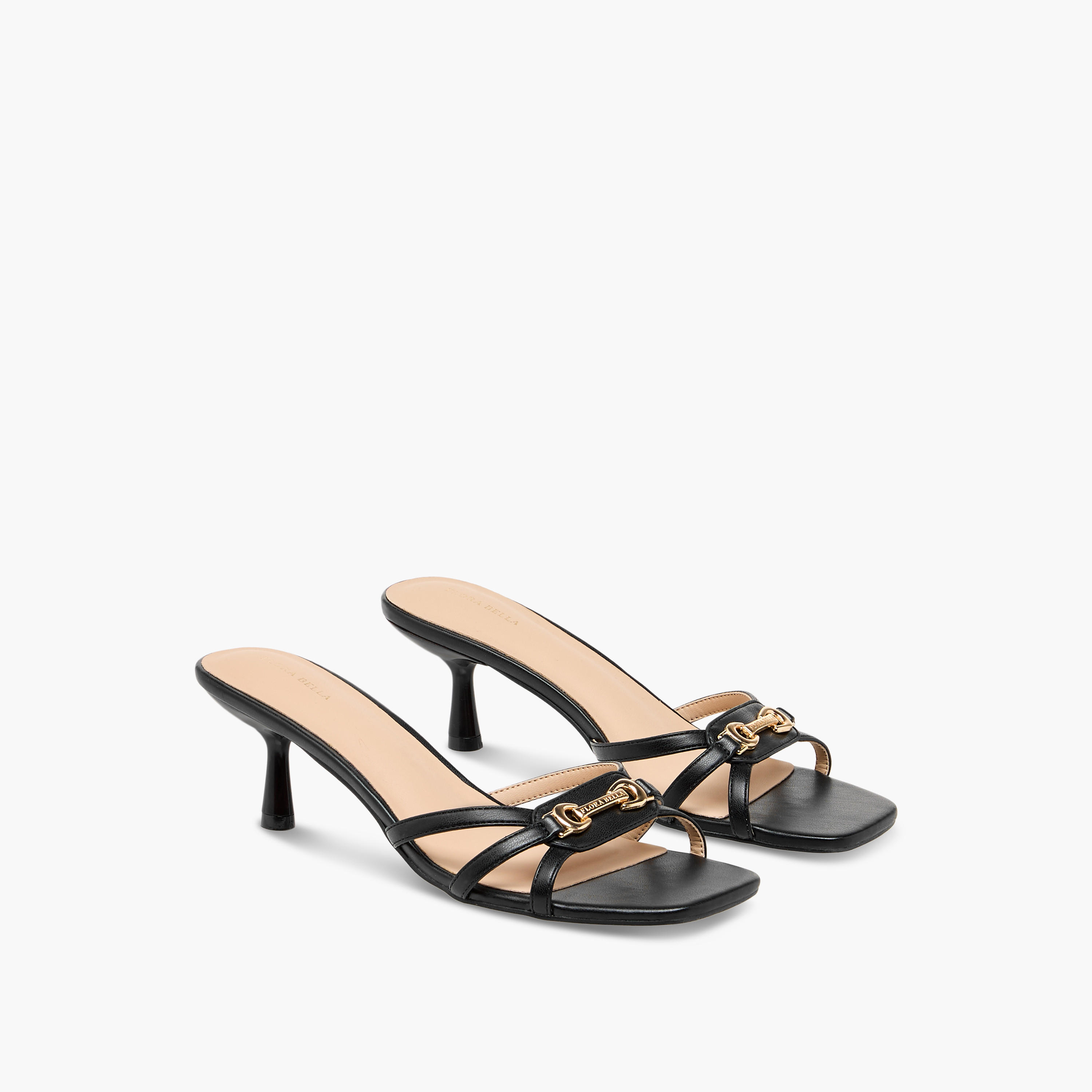 Flora Bella Metal Accent Slip-On Sandals with Flared Heels-women-shoes-sandals-heeled-image-1