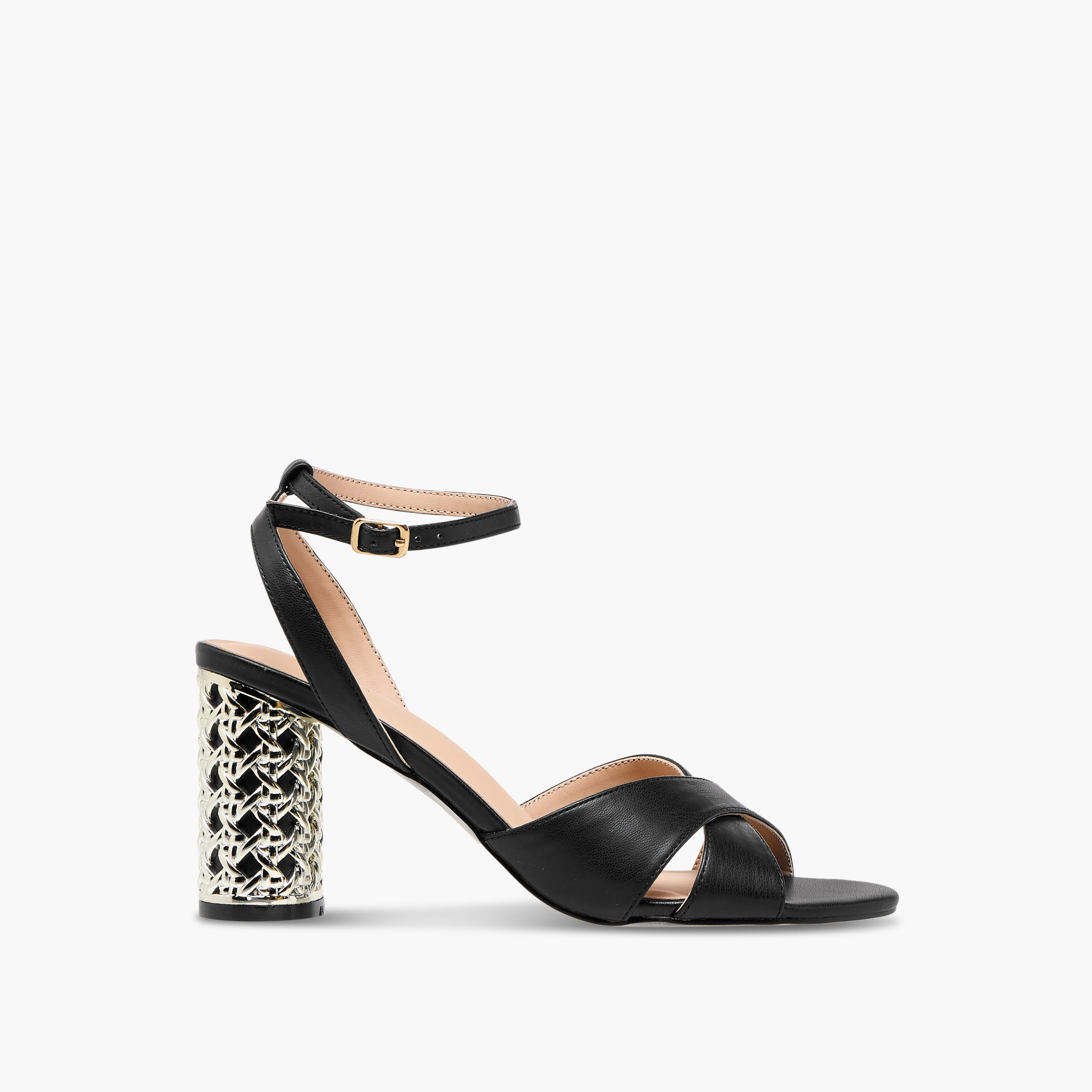 Flora Bella Cross Strap Metallic Block Heel Sandals with Buckle Closure-women-shoes-sandals-heeled-image-3