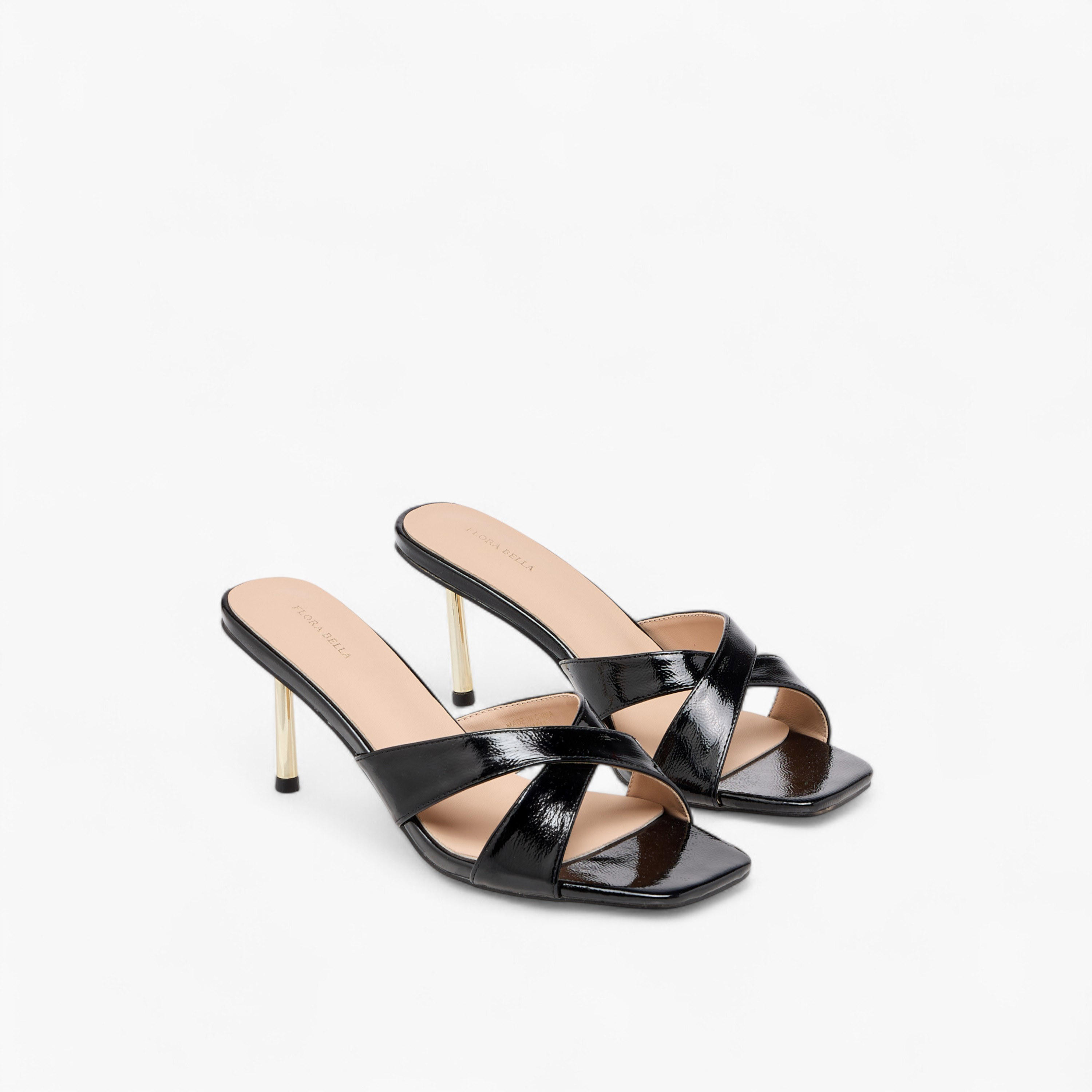 Flora Bella Solid Slip-On Cross Strap Sandals with Stiletto Heels-women-shoes-sandals-heeled-image-1