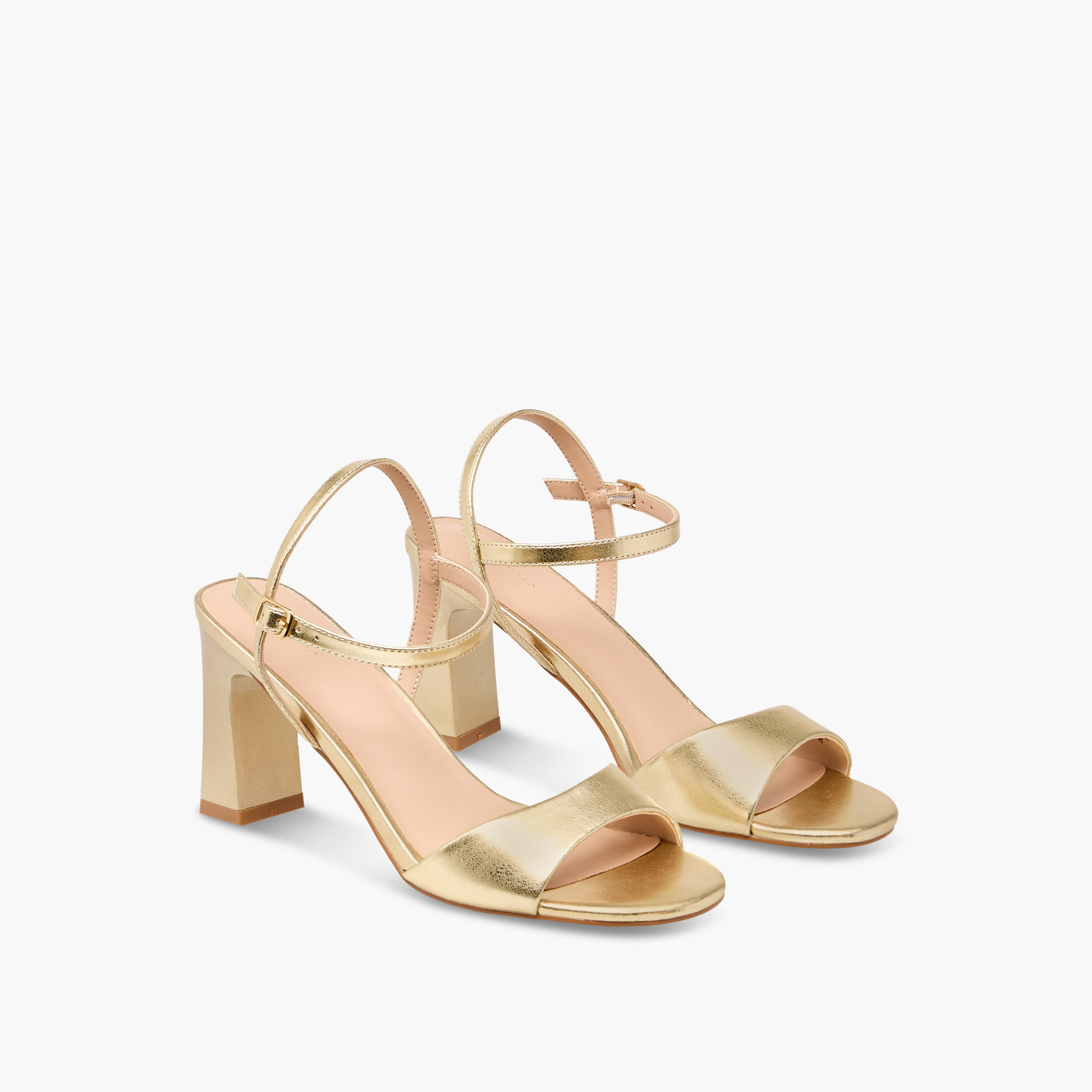 Flora Bella Metallic Block Heel Sandals with Buckle Closure-women-shoes-sandals-heeled-image-1