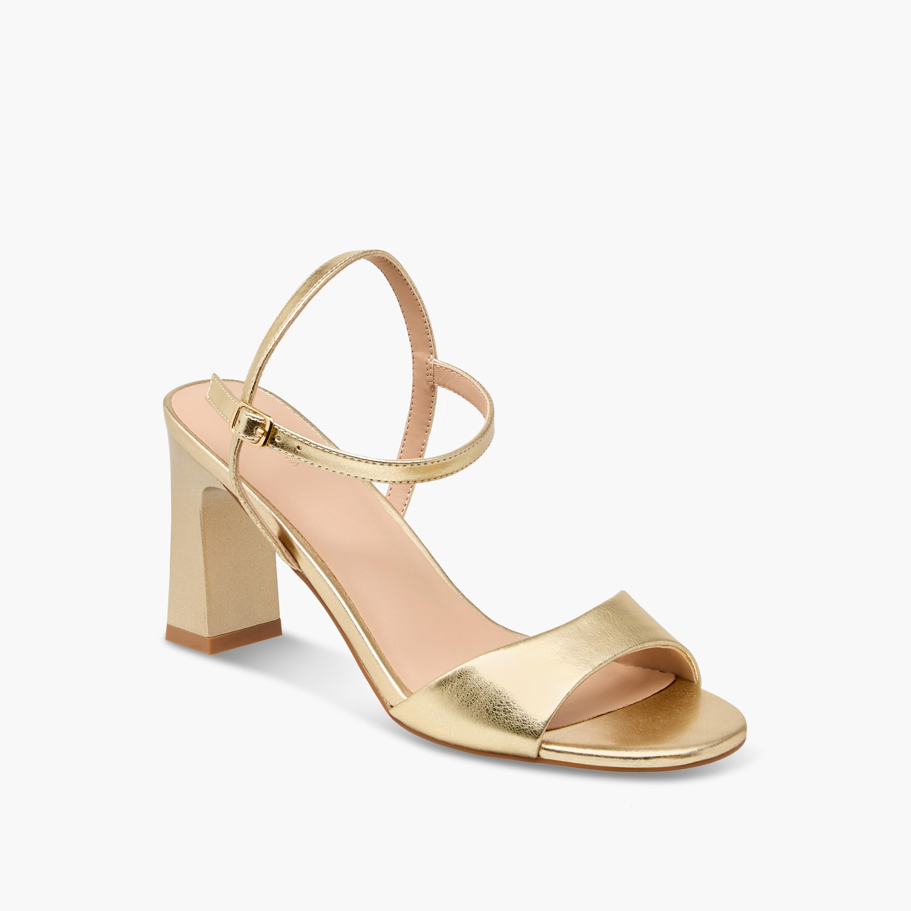 Flora Bella Metallic Block Heel Sandals with Buckle Closure-women-shoes-sandals-heeled-image-2