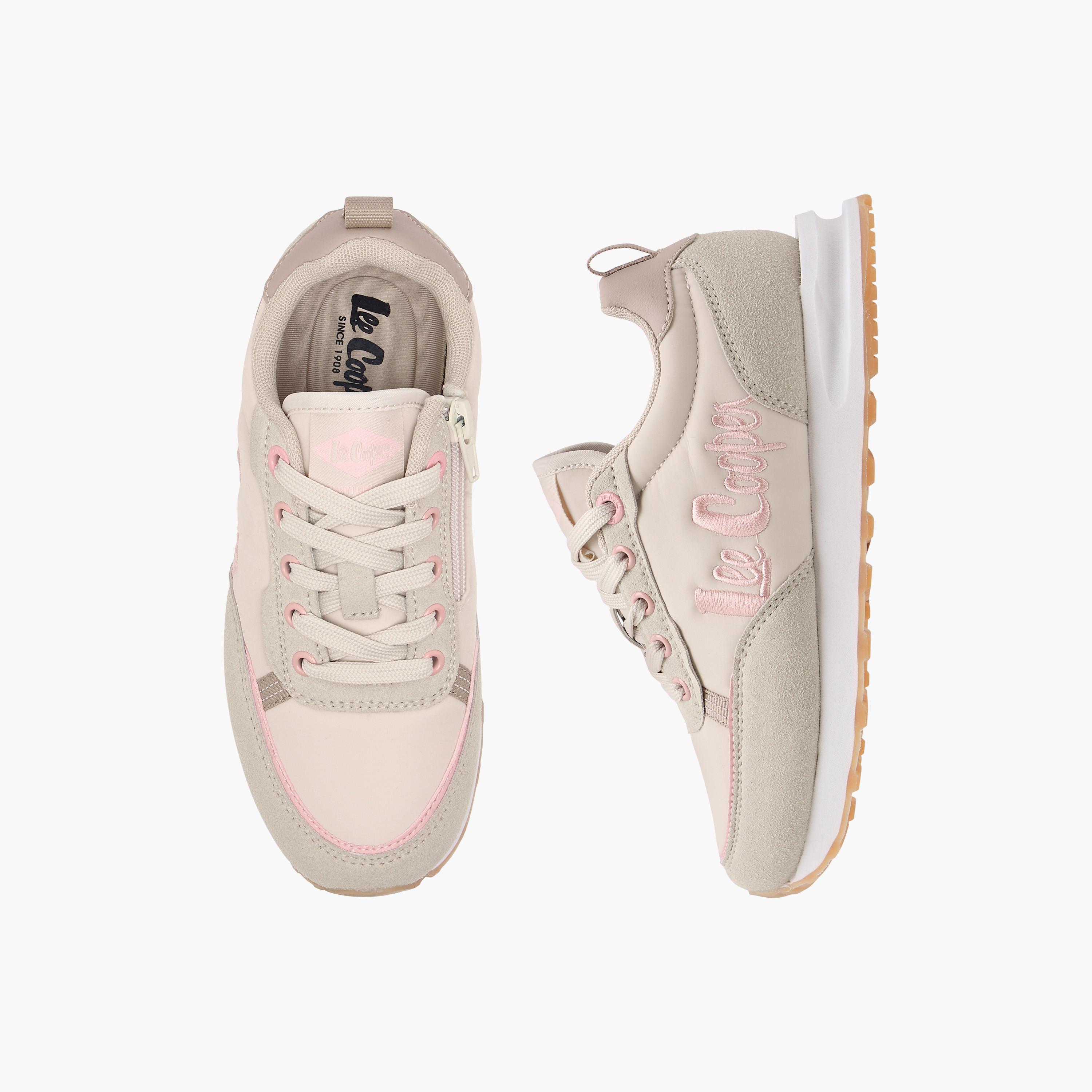 Lee Cooper Girls' Panelled Lace-Up Sneakers with Pull Tab-girls-shoes-sneakers-image-1