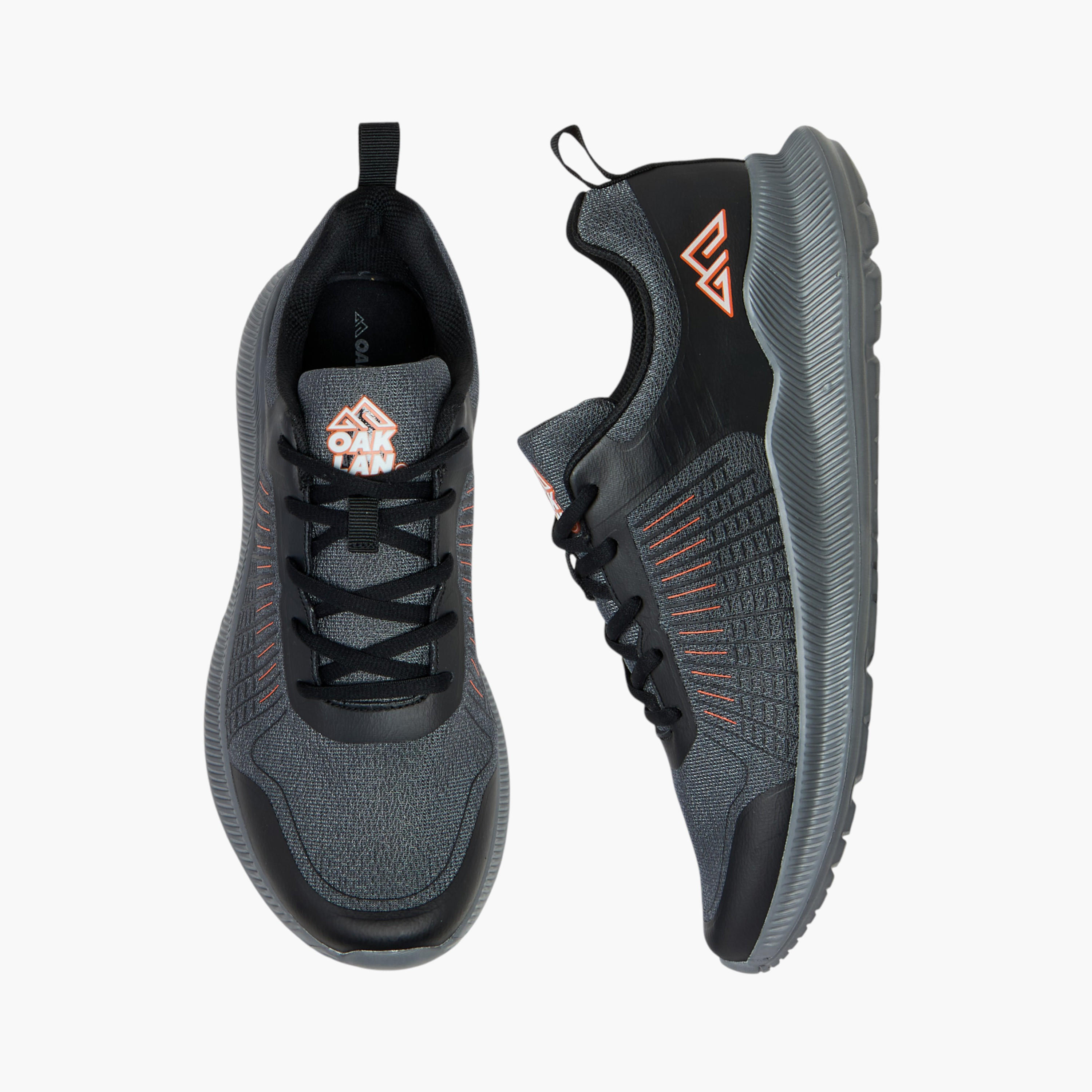 Oaklan by Shoexpress Panelled Lace-Up Sports Shoes with Pull Tab-sports-men-shoes-image-1