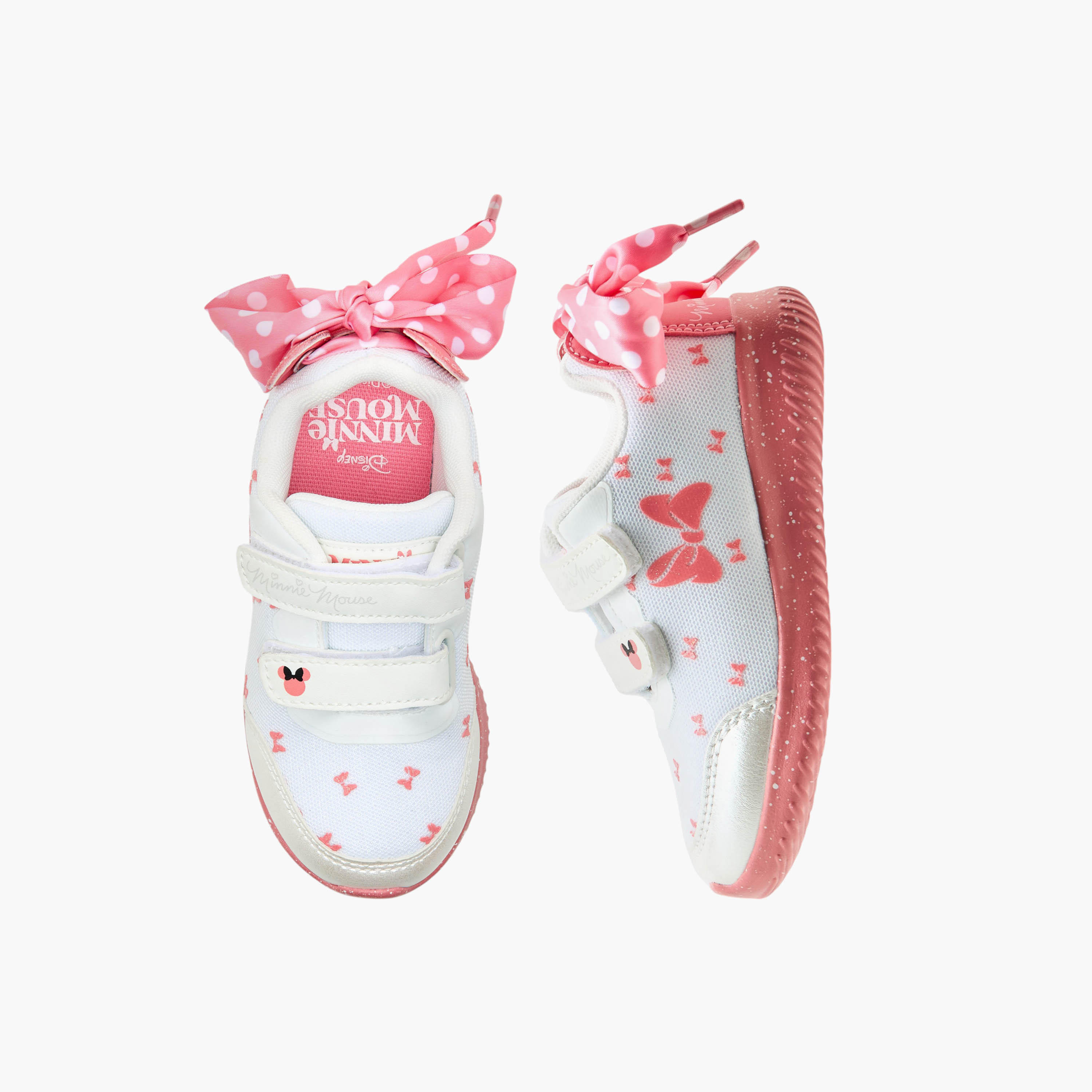 Disney Minnie Mouse Print Sneakers with Hook and Loop Closure-girls-shoes-sneakers-image-1