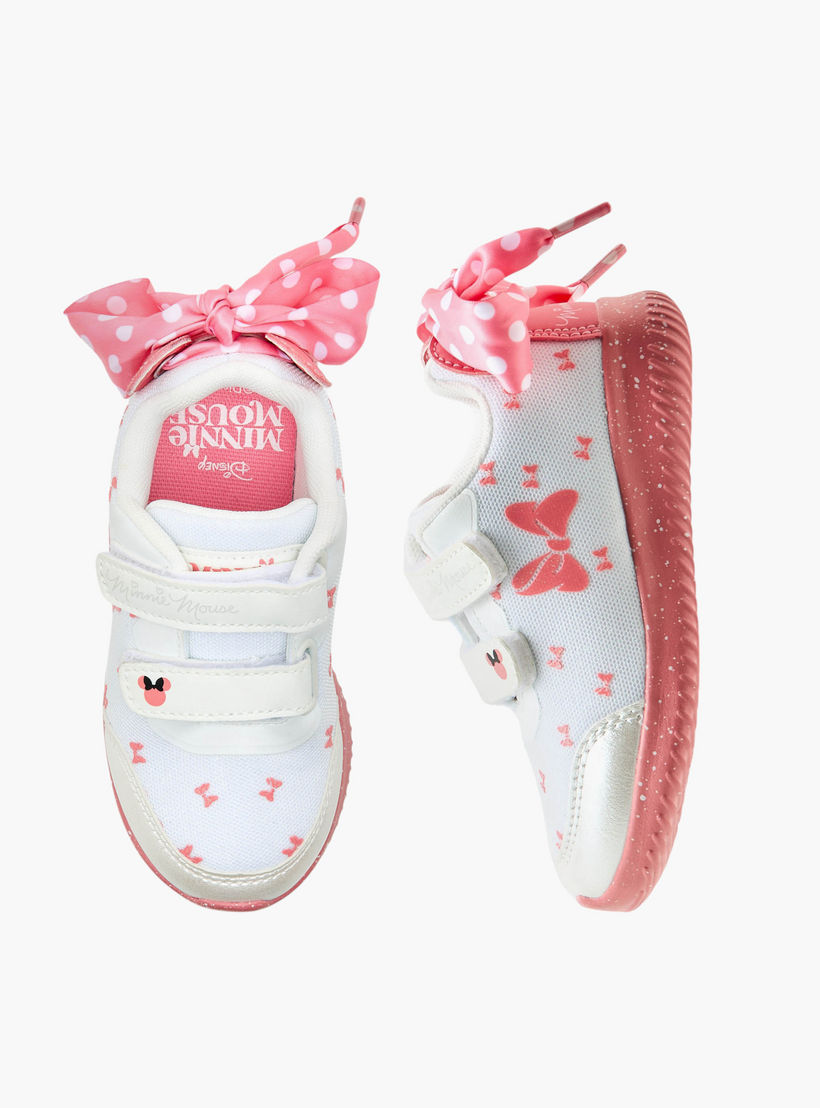 Disney Minnie Mouse Print Sneakers with Hook and Loop Closure-girls-shoes-sneakers-image-1