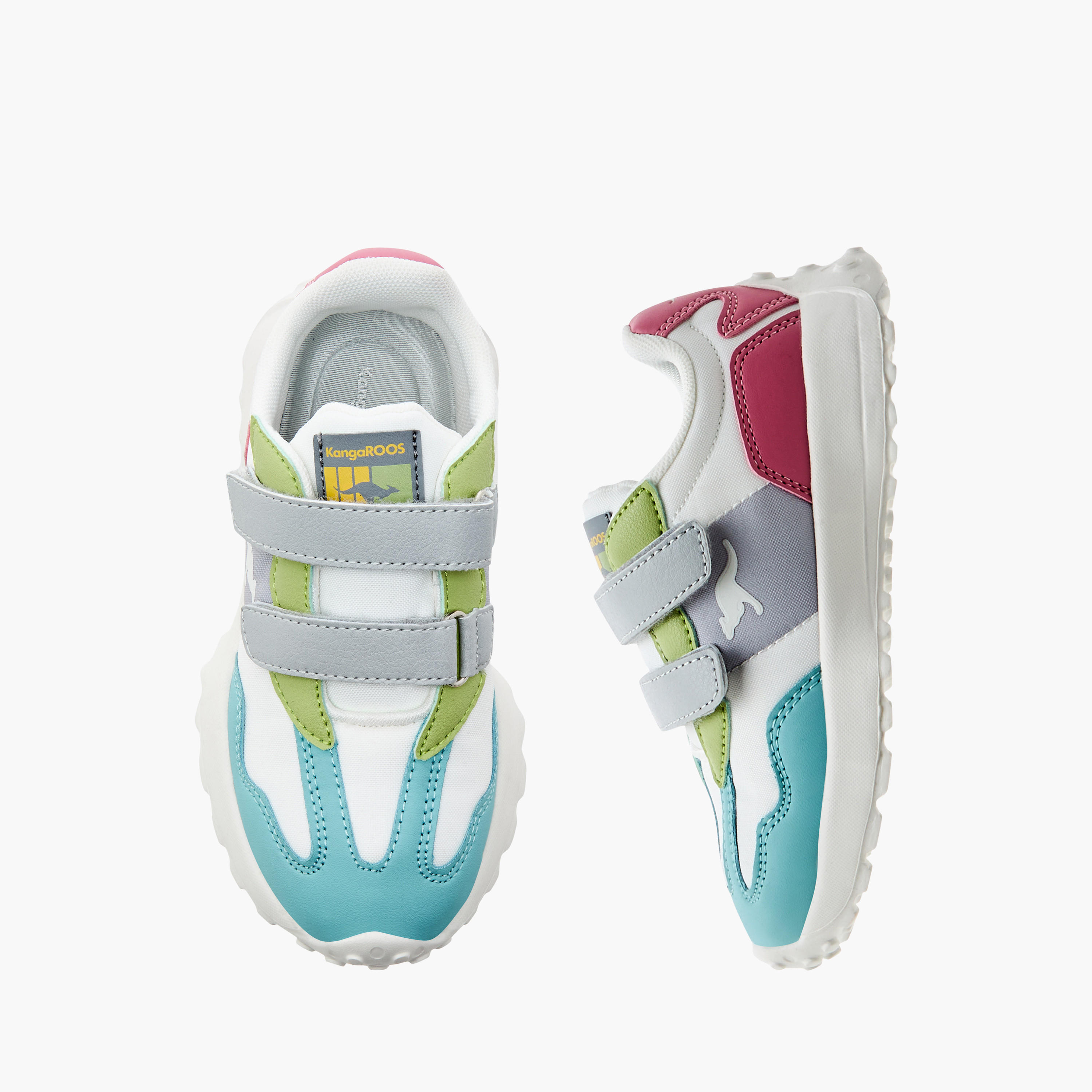 KangaROOS Girl's Colourblock Sneakers with Hook and Loop Closure-girls-shoes-sneakers-image-1