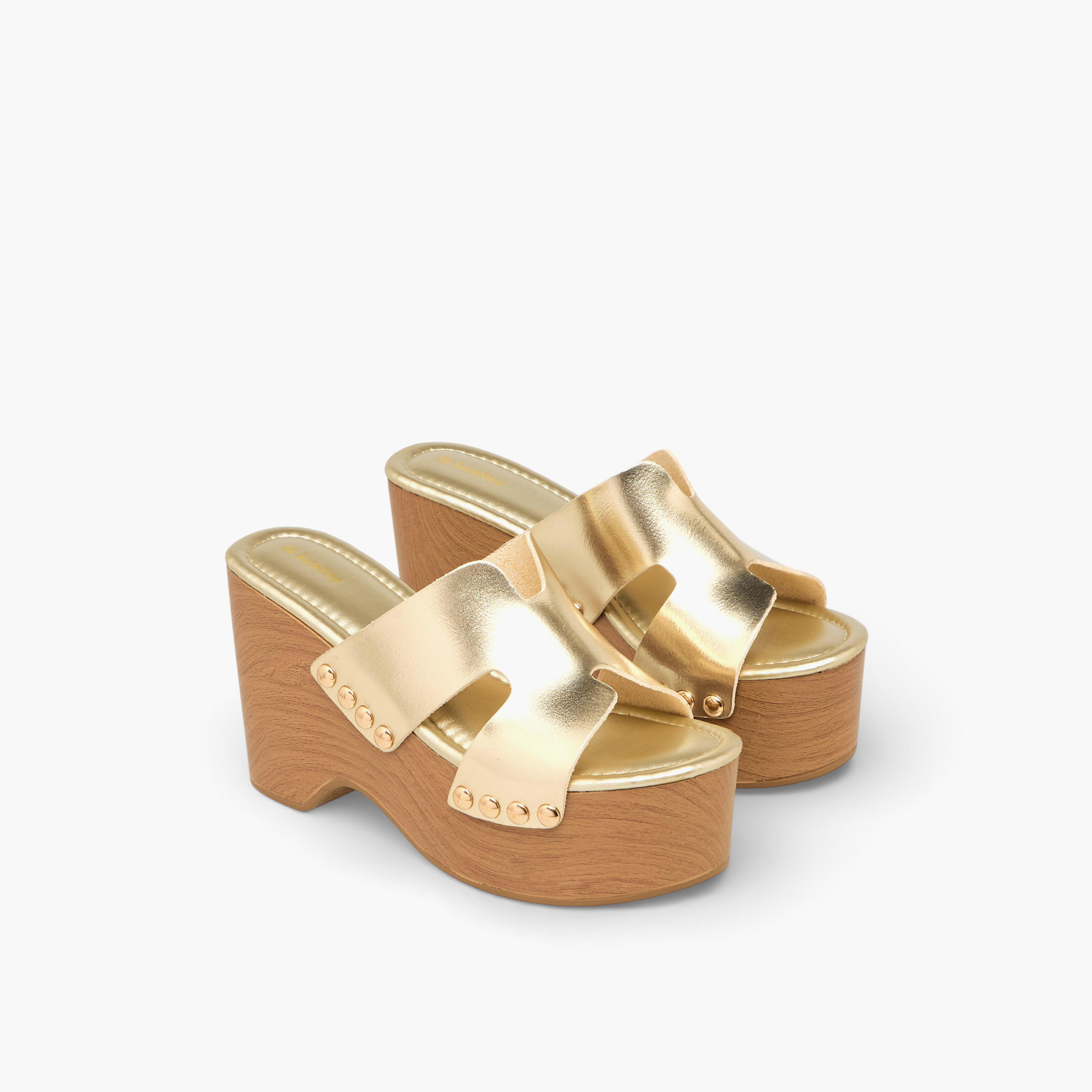  صندل معدني خفيف الوزن بكعب بلاتفورم مزين بمسامير برشام للنساء من شورستيب-women-shoes-sandals-heeled-image-1