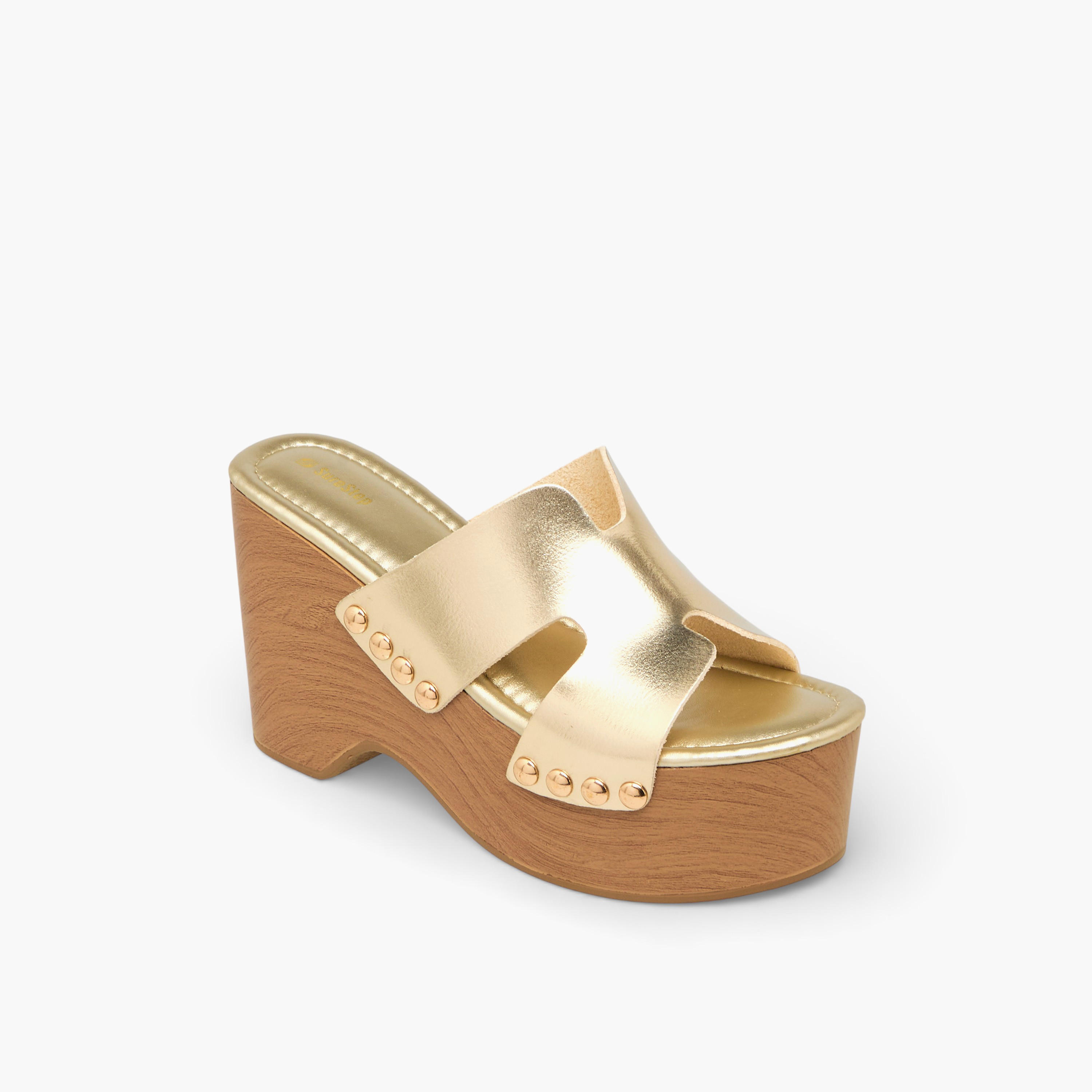  صندل معدني خفيف الوزن بكعب بلاتفورم مزين بمسامير برشام للنساء من شورستيب-women-shoes-sandals-heeled-image-2