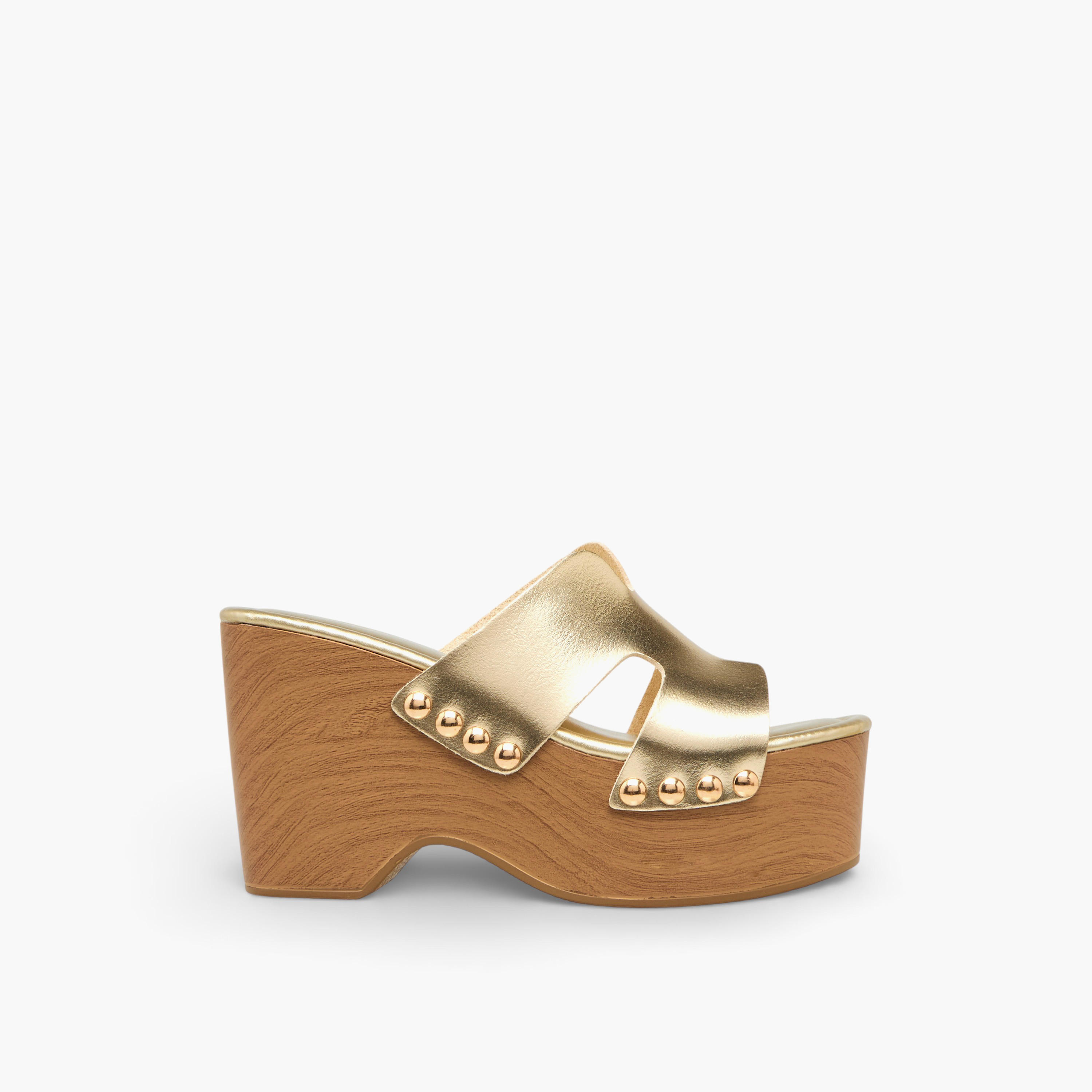 Surestep Women Metallic Lightweight Platform Heel Sandals with Rivet Detailing-women-shoes-sandals-heeled-image-3