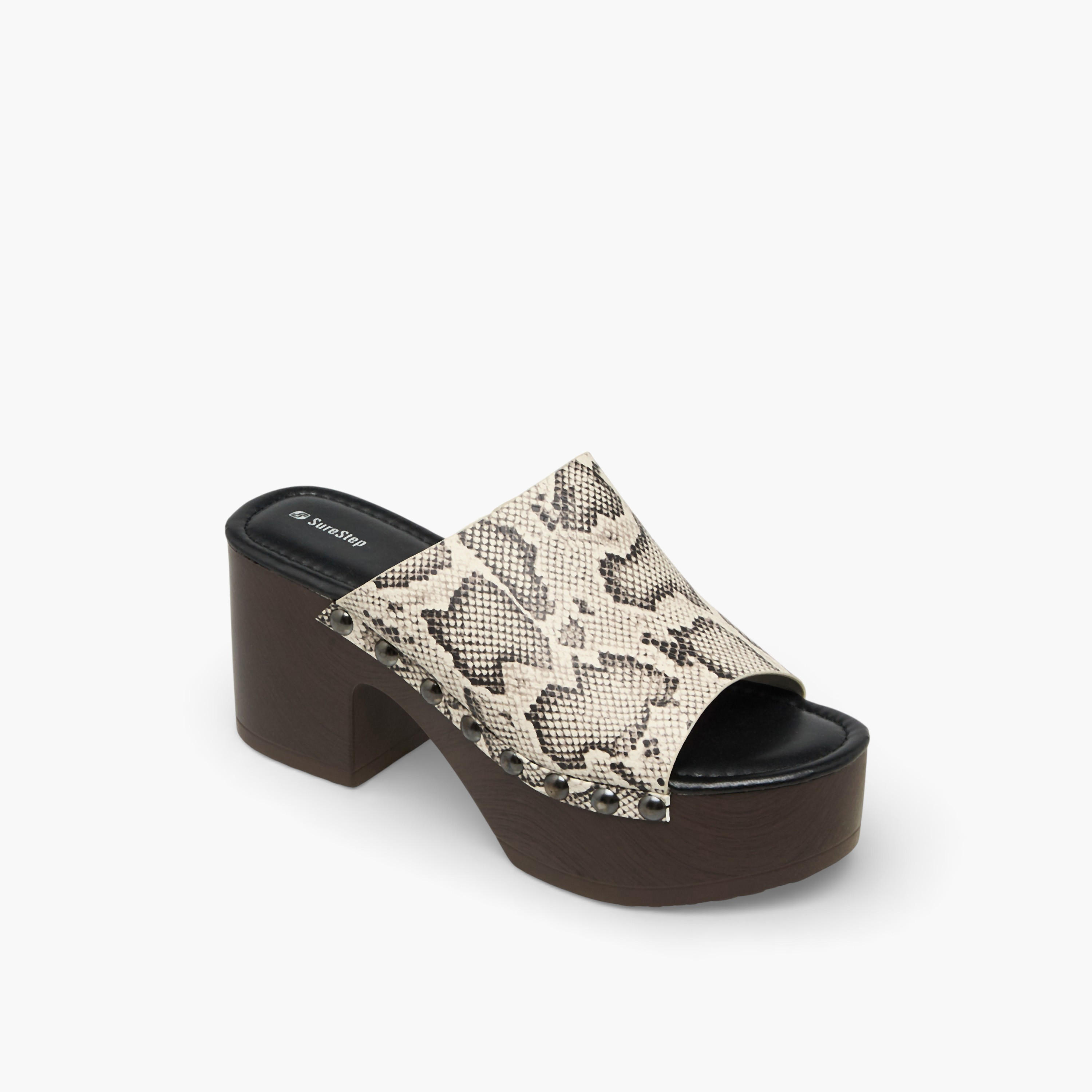 Surestep Women Lightweight Stud Embellished Platform Heel Sandals with Rivet Detailing-women-shoes-sandals-heeled-image-2