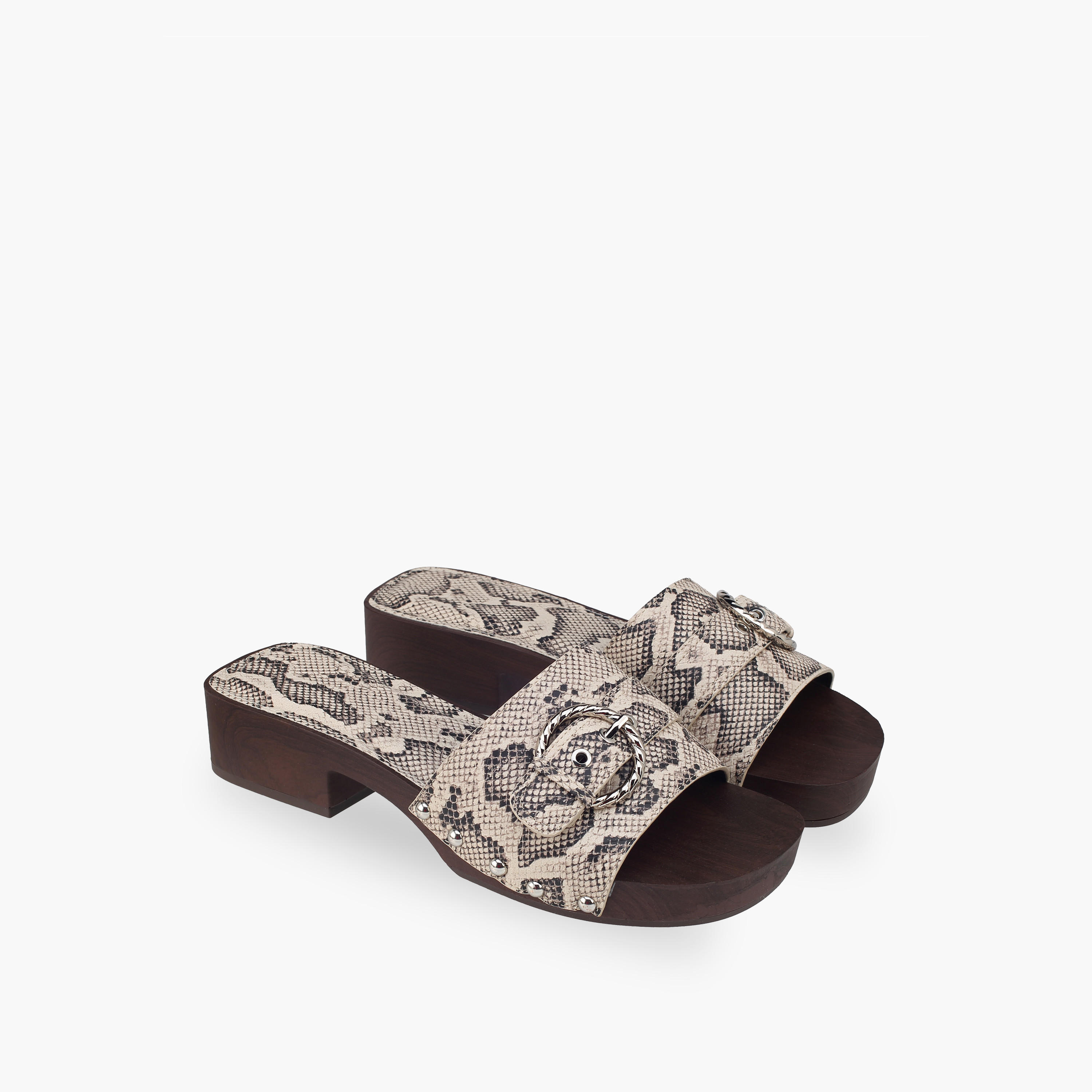Surestep Women Lightweight Buckle Accent Block Heel Sandals with Studded Trim-women-shoes-sandals-heeled-image-1