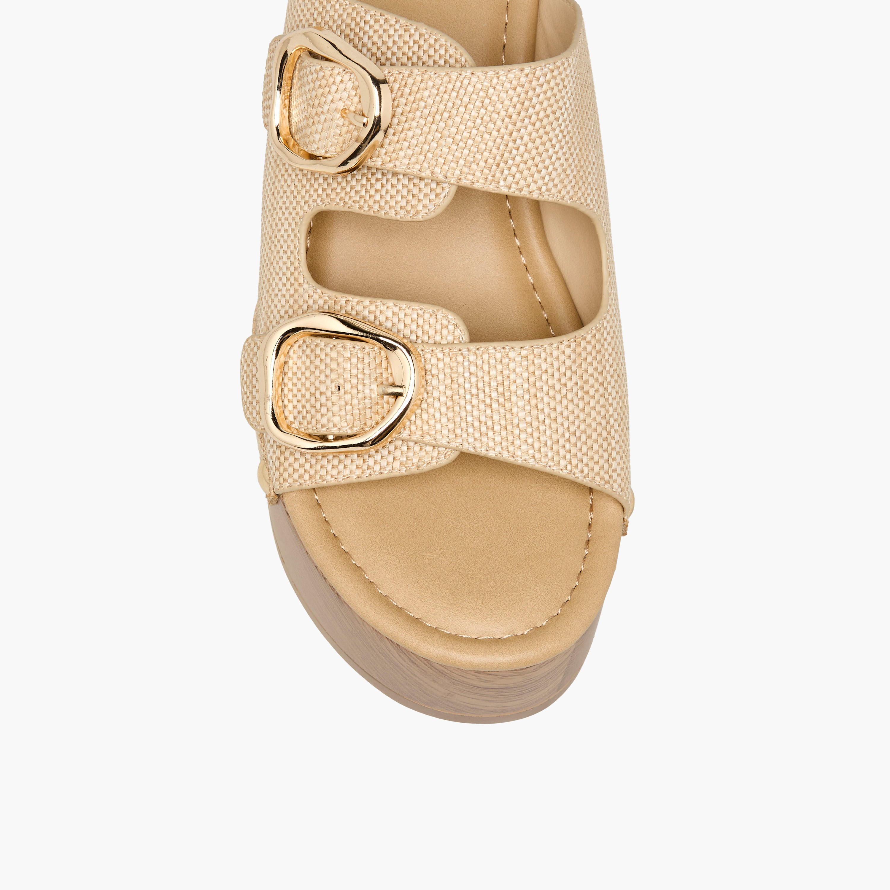 Surestep Women Lightweight Buckle Detail Platform Sandals with Studded Trim-women-shoes-sandals-heeled-image-4