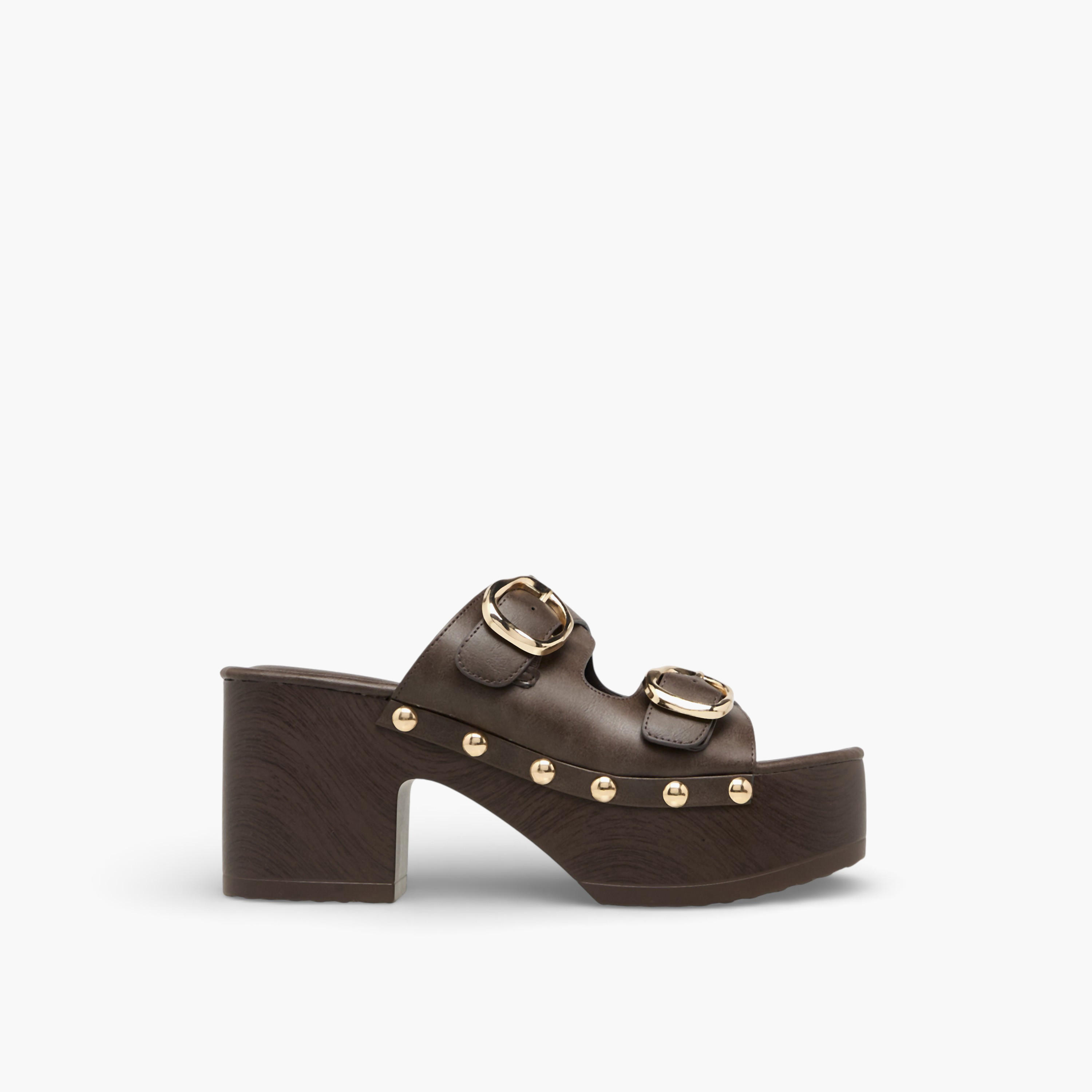 Surestep Women Lightweight Buckle Detail Platform Sandals with Studded Trim-women-shoes-sandals-heeled-image-3