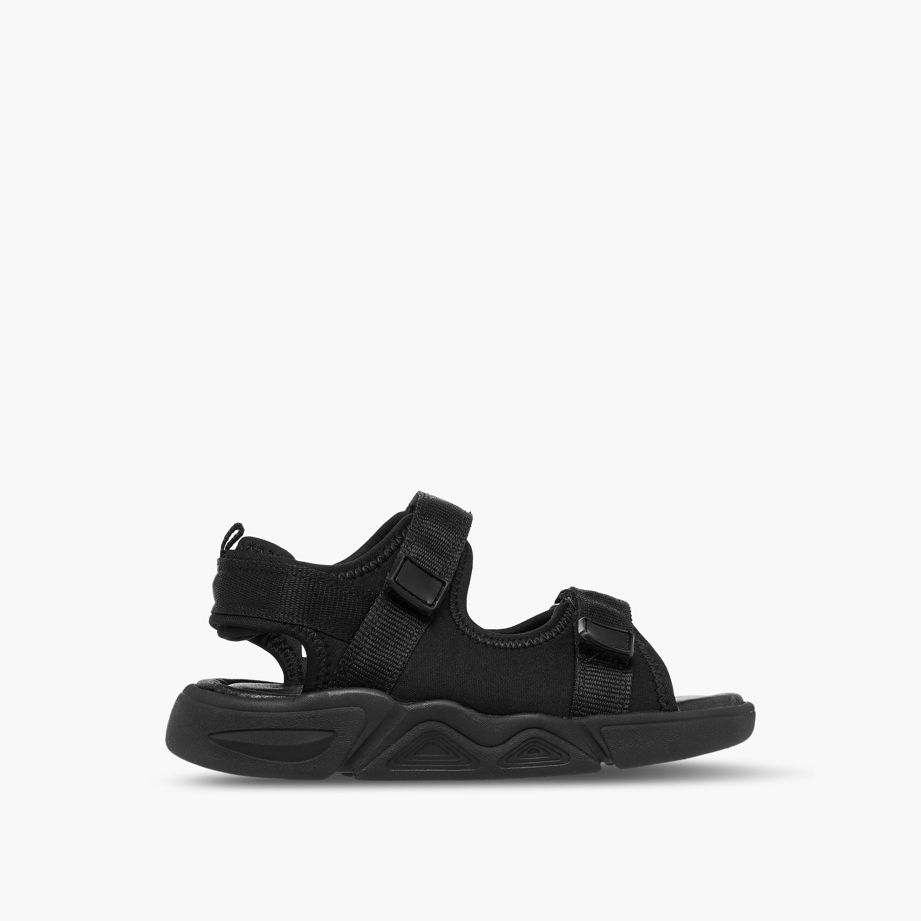 Juniors Boys Monotone Strap Sandals with Hook and Loop Closure-boys-shoes-sandals-image-2